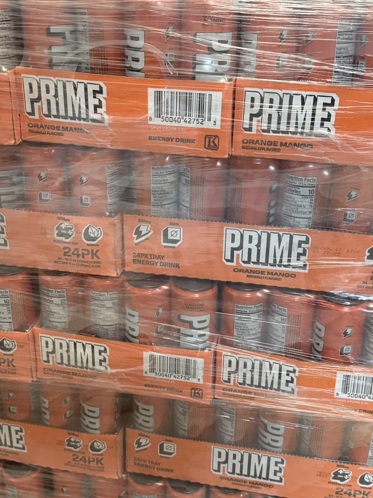 Prime Energy Drink Naturally Flavored, 200mg 24 Pack Orange Mango BB 3/25