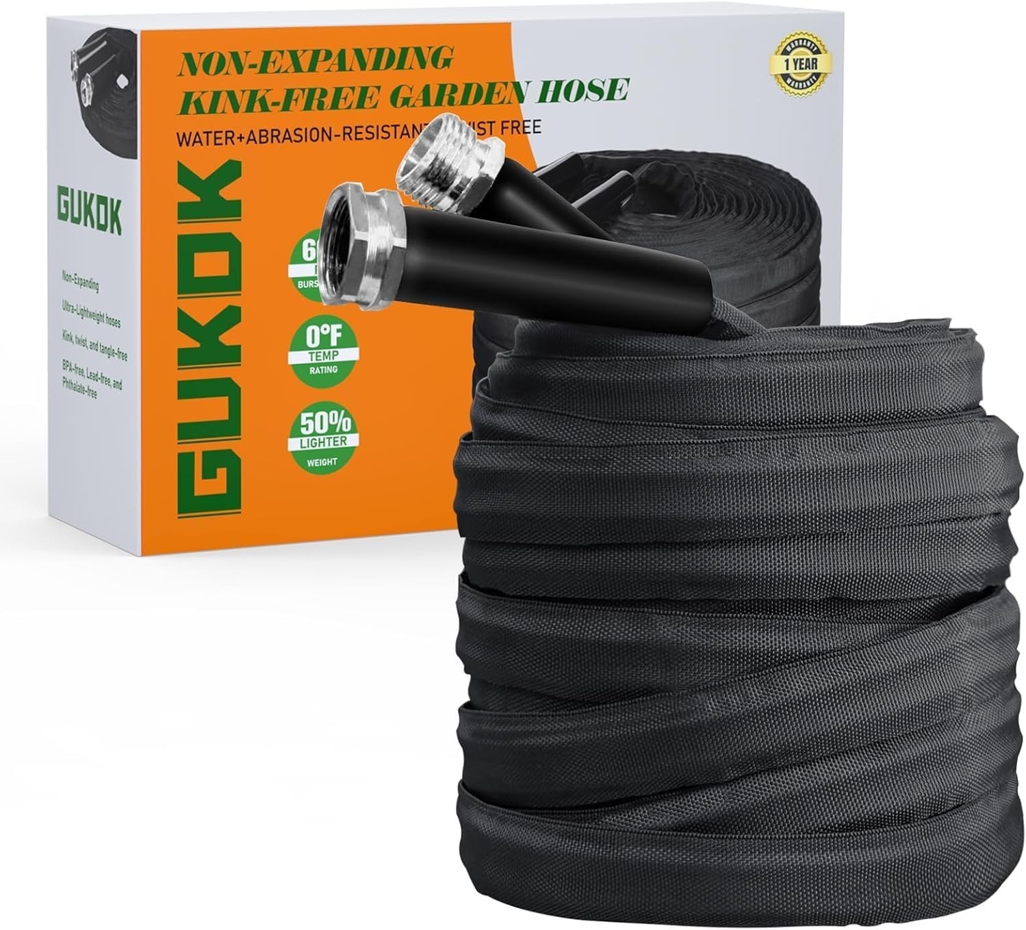 Garden Hose, Lightweight, Ultra Flexible, Durable, Kink-Free Garden Hose 50FT