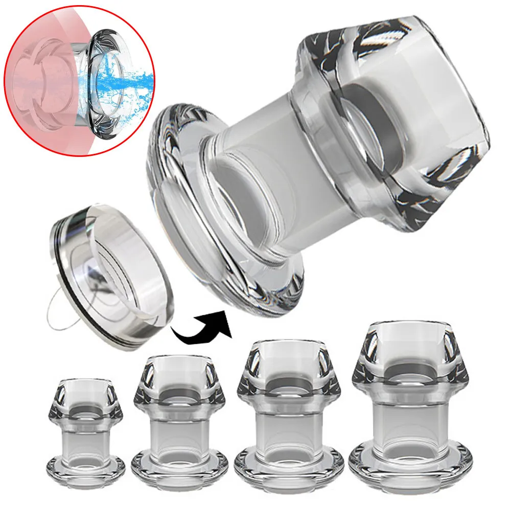 Anal Sex Spreader Clear Hollow Silicone Butt Plug Comfort Deep Access Tunnel Sex