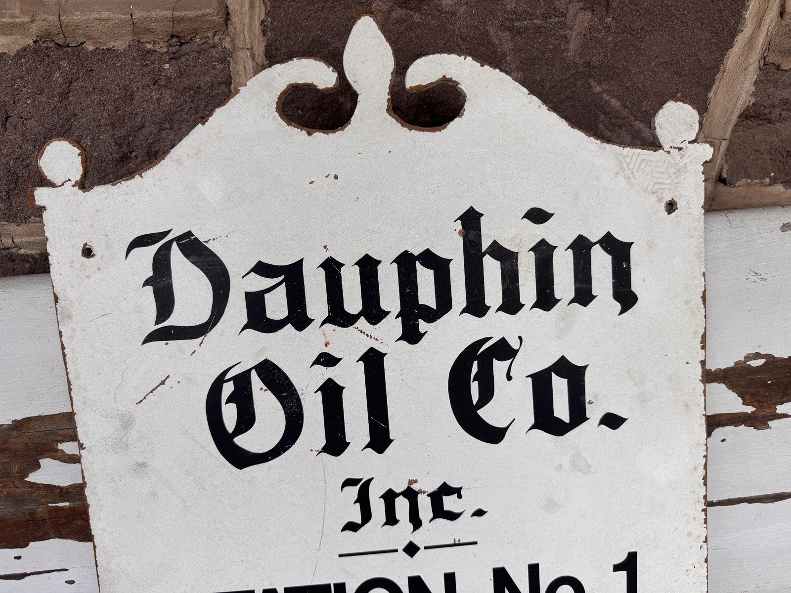 Vintage Dauphin Oil Co Sign Wood Single Face