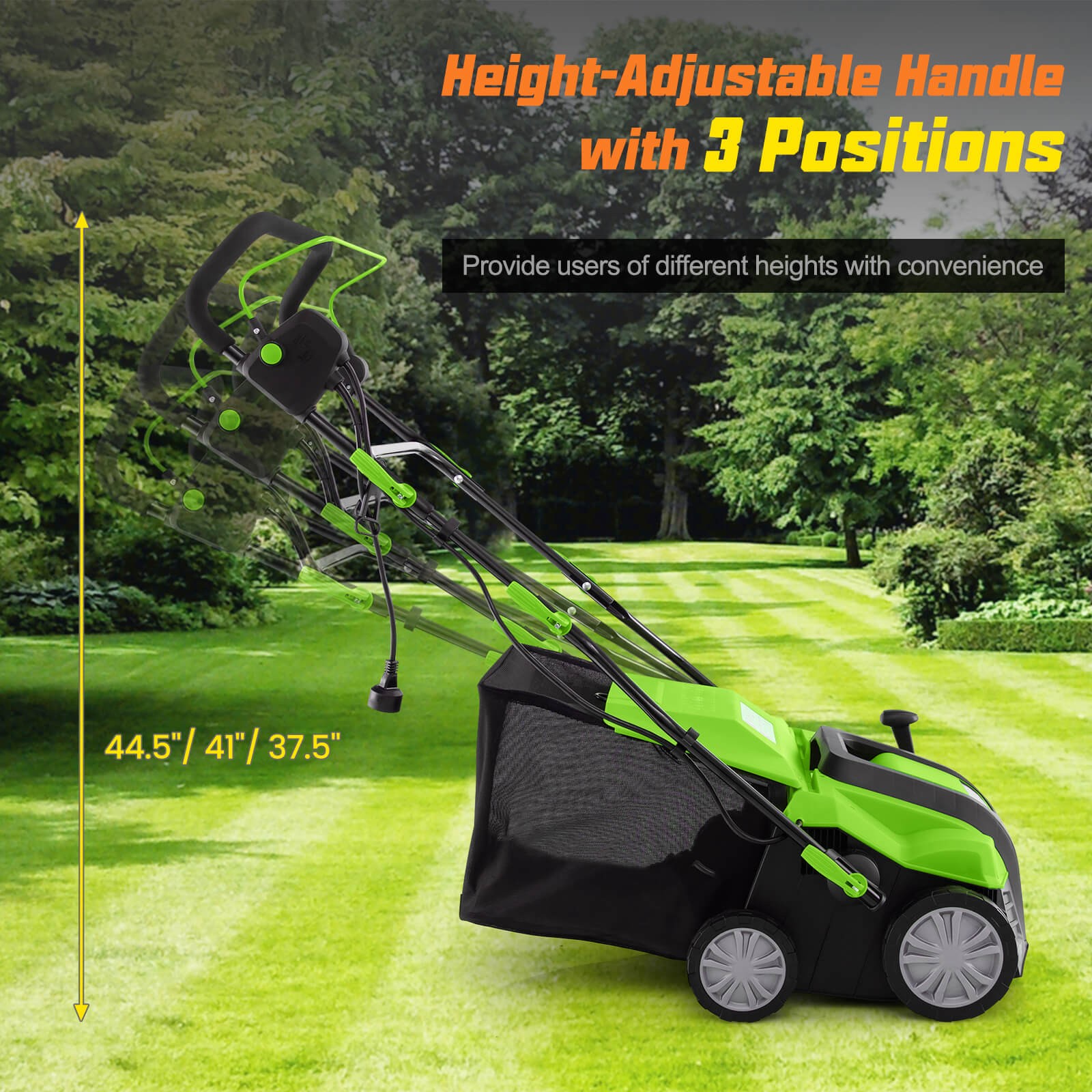 16-Inch Electric Dethatcher & Scarifier 15A 2-In-1 Lawn Dethatcher