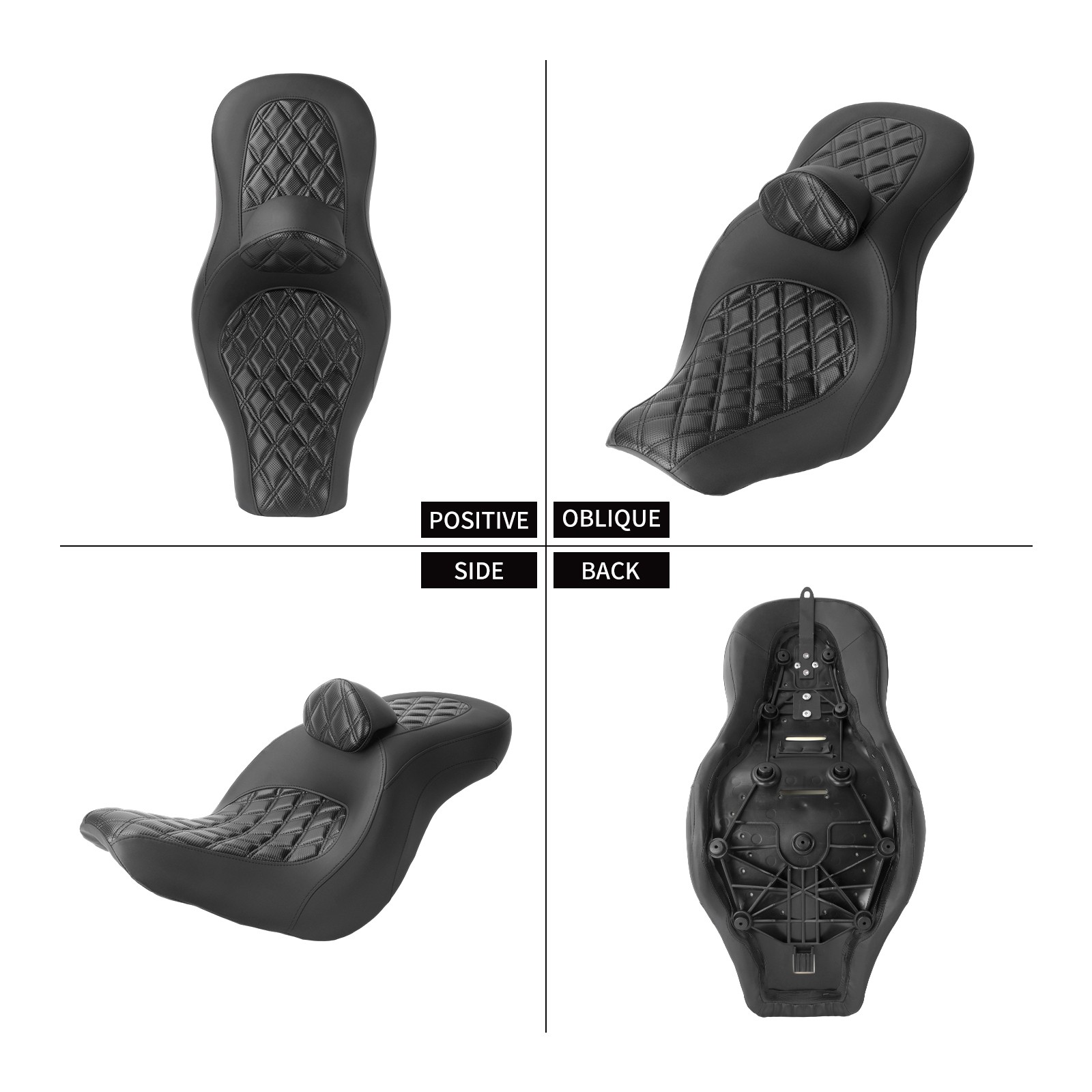 Diamond Driver Passenger Seat w/ Backrest For Harley Low Rider FXLRS 2018-2025