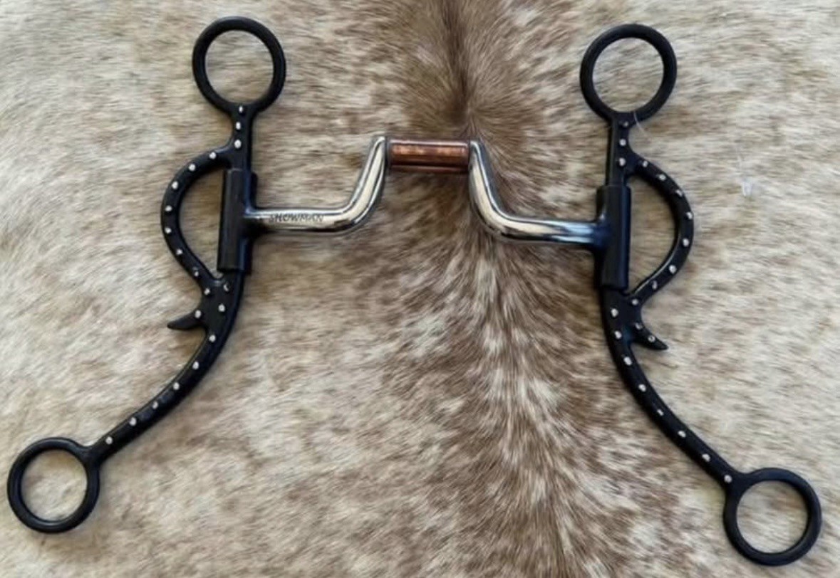 5” Mouth Hinge Port Medium Shank Copper Roller Horse Bit