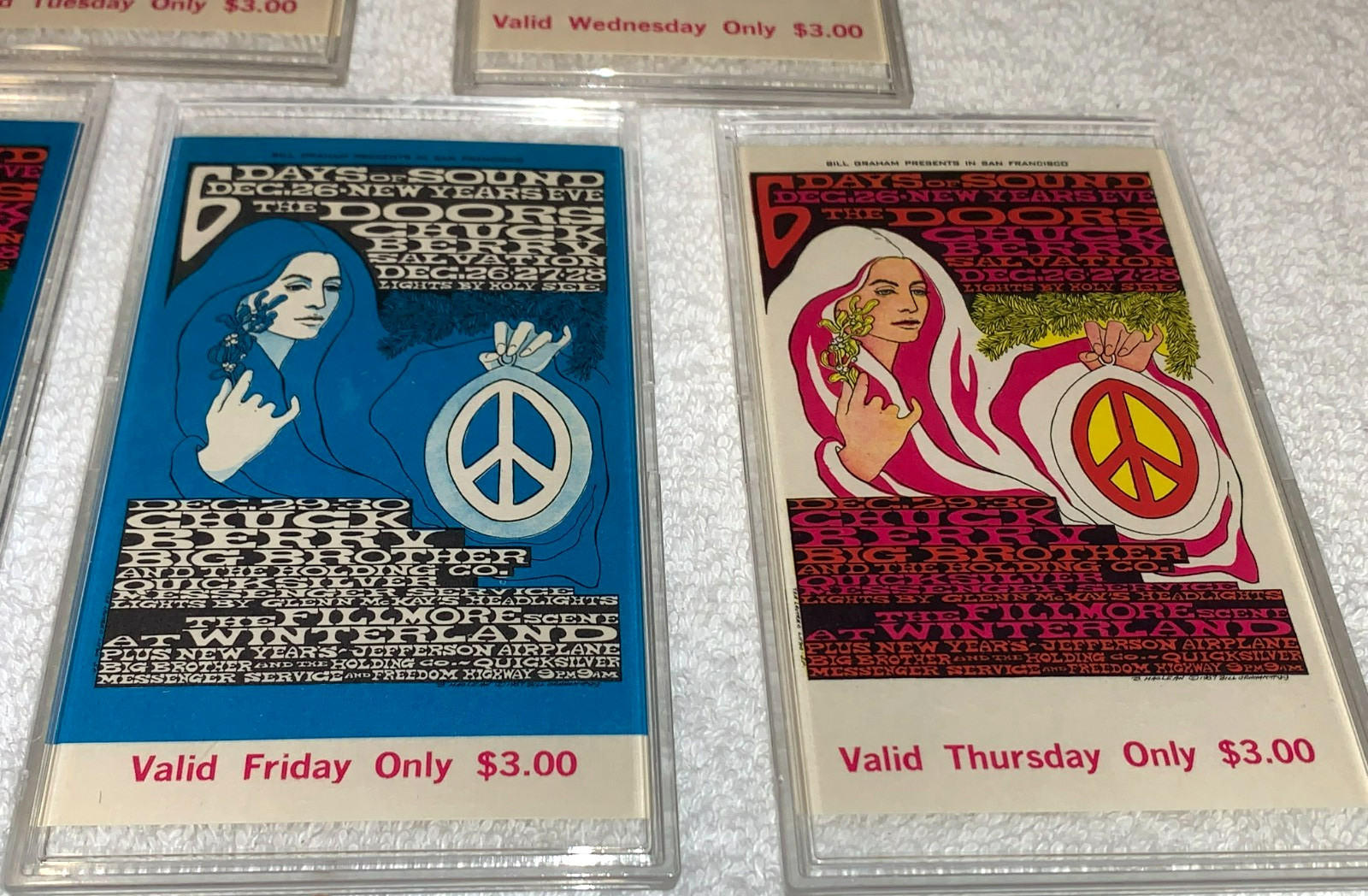 THE DOORS JANIS JOPLIN 1967 TICKET SET BILL GRAHAM BG99 JIM MORRISON Fillmore