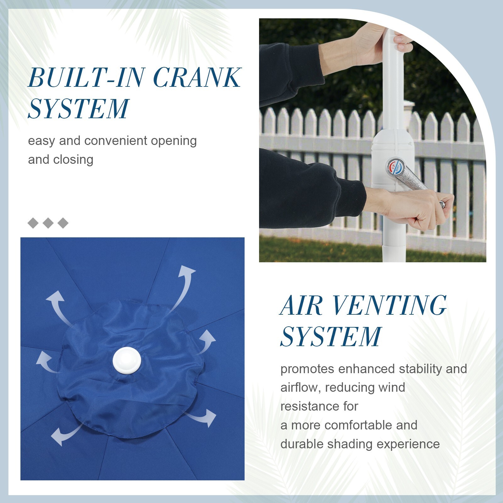 Aoodor 9FT Outdoor Patio Market Umbrella Aluminum Frame,UV Protection Waterproof