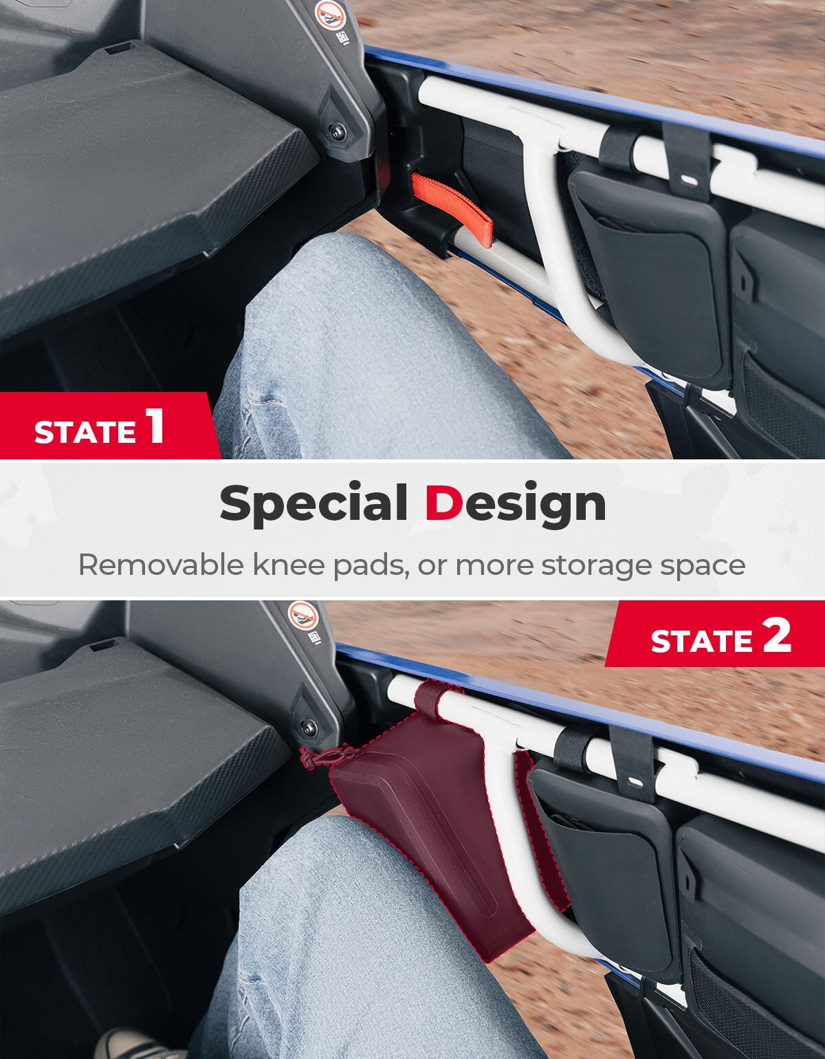 Upgraded TPU UTV Door Storage Bags w/ Knee Pad For Can Am Maverick X3 2017-2024