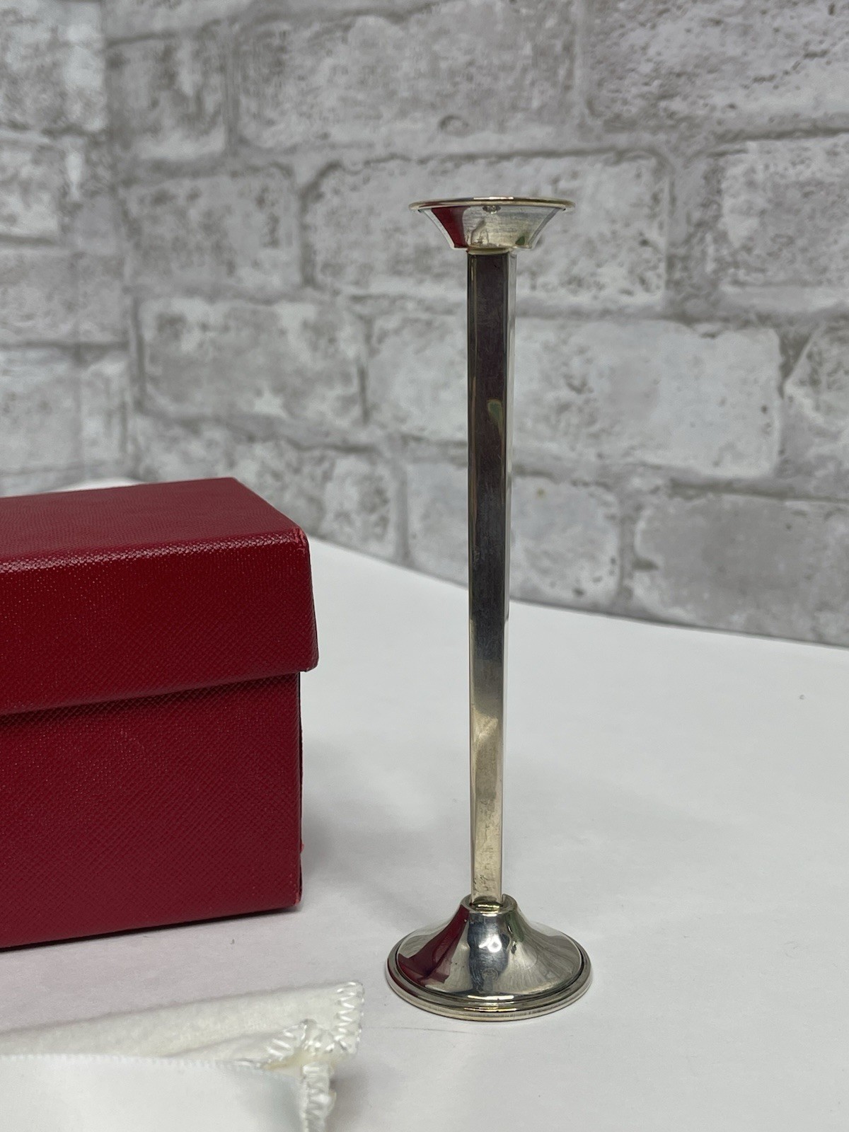 Cartier Vintage Sterling Silver Bud Vase Weighted 925 Storage Bag Original Box