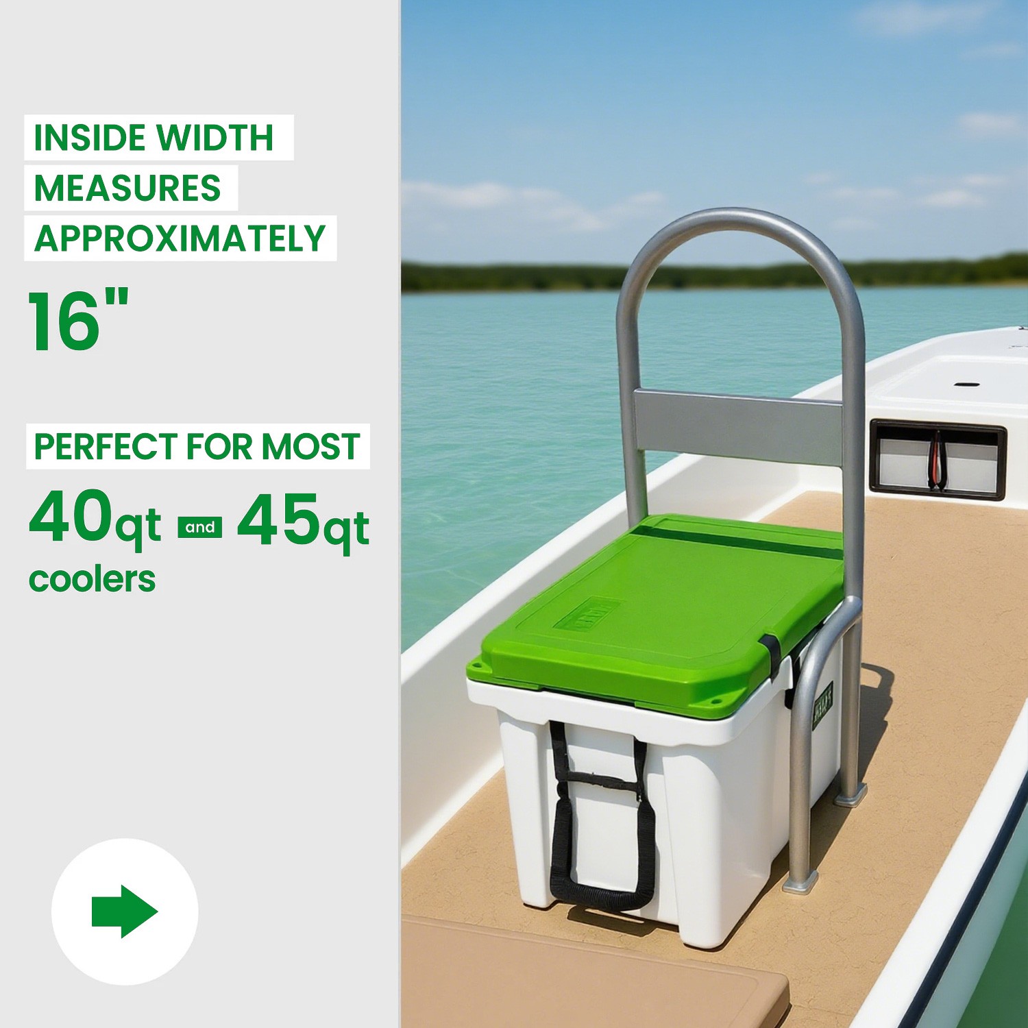 36" Boat Cooler Grab Bar For Gheenoe Skiff Flats Boats Jon Boat w/Lateral Plate