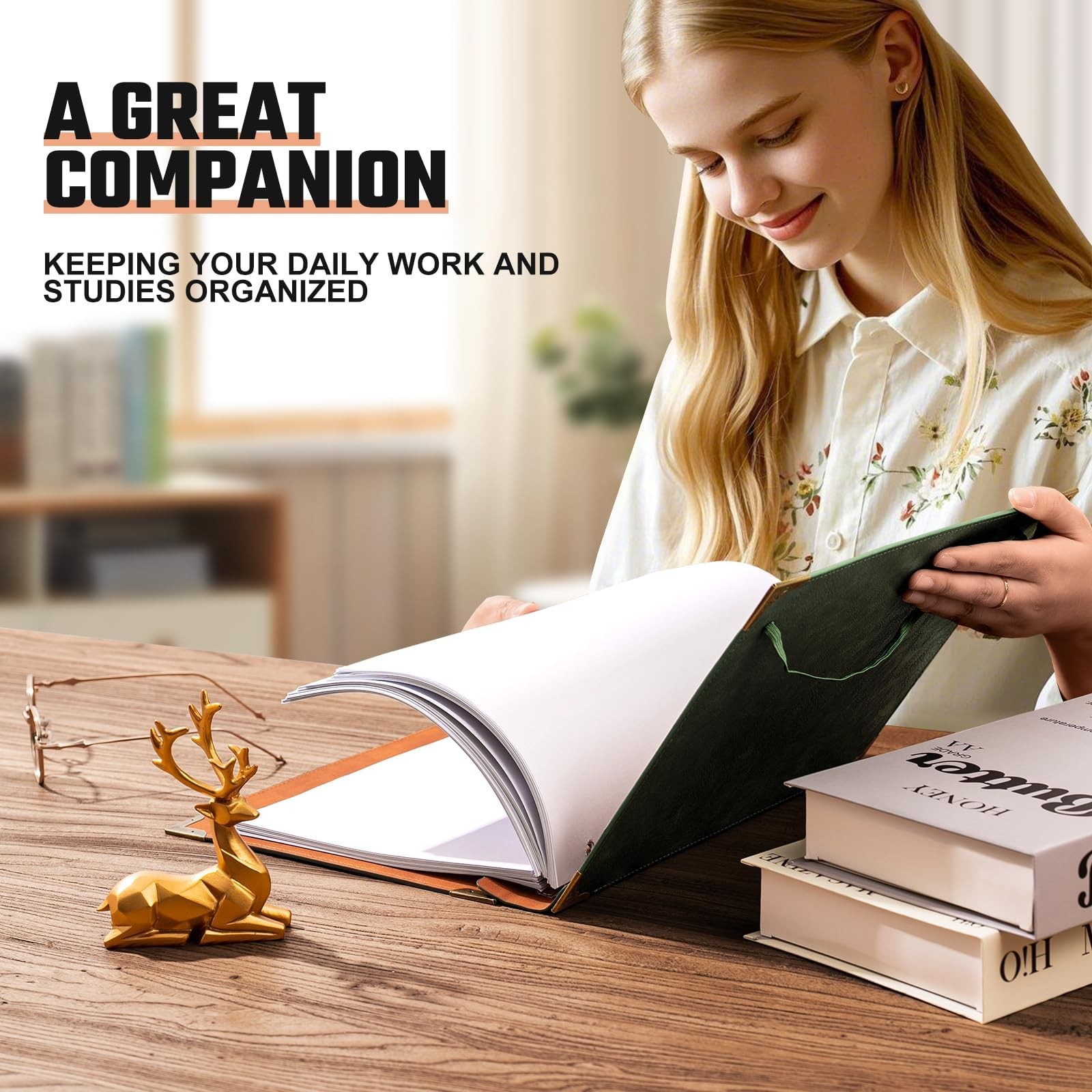 Leather 3 Ring Binder Fits 8.5"x11" Letter Size Paper, 1 Inch Round Ring Bind...