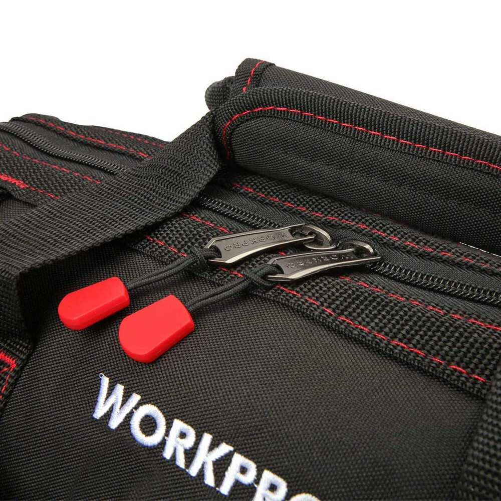 WORKPRO 16"/14"/12" Wide Mouth Tool Bag Black Tool Storage Tote with Rubber Base
