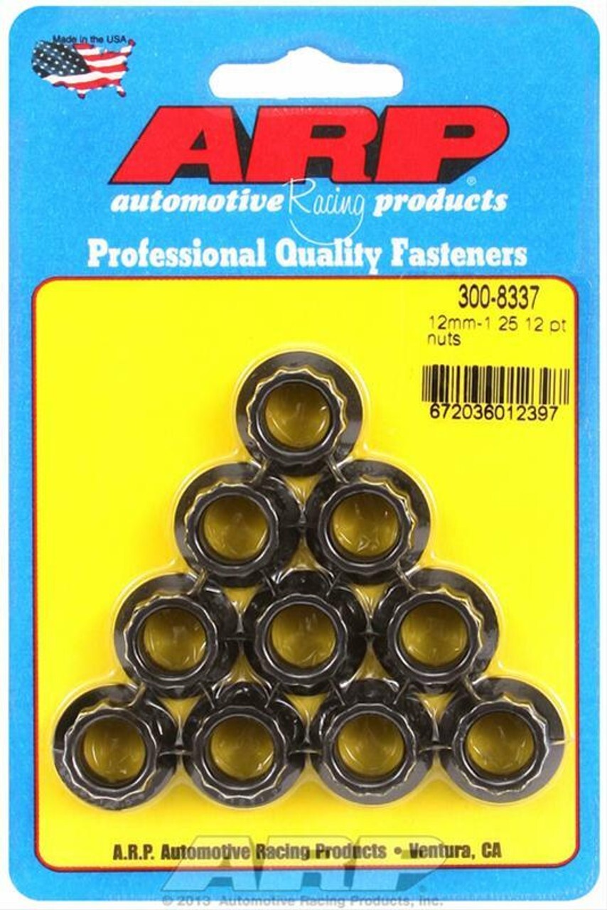 ARP 300-8337 M12 X 1.25 Nuts Set of 10 Flanged 12-Point Nuts