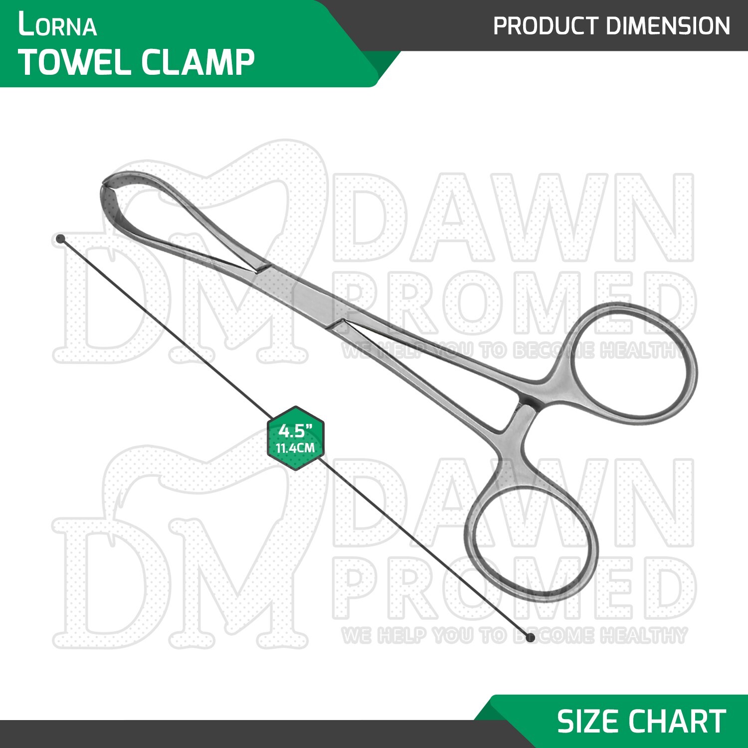 4 Pcs Lorna Towel Clamps Non-Perforating 3.5" 4" 4.5" 5.25" Surgical Forceps Set