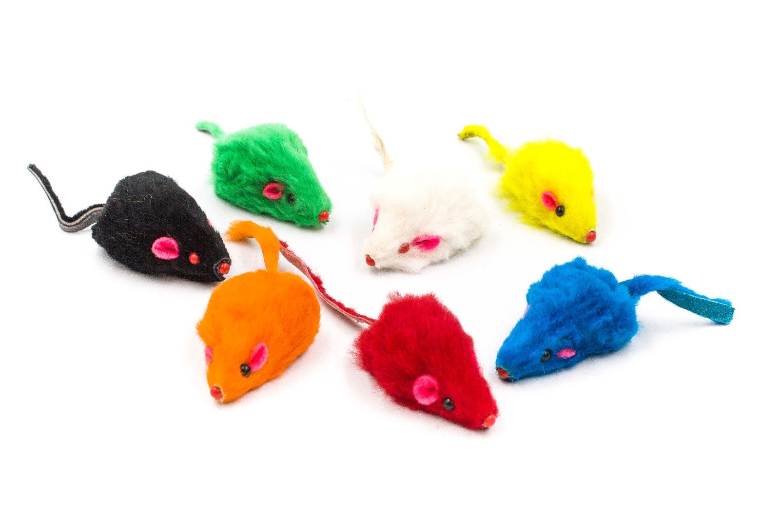 20 Rainbow Mice with Catnip & Rattle Sound Made of Real Rabbit Fur Cat Toy Mouse