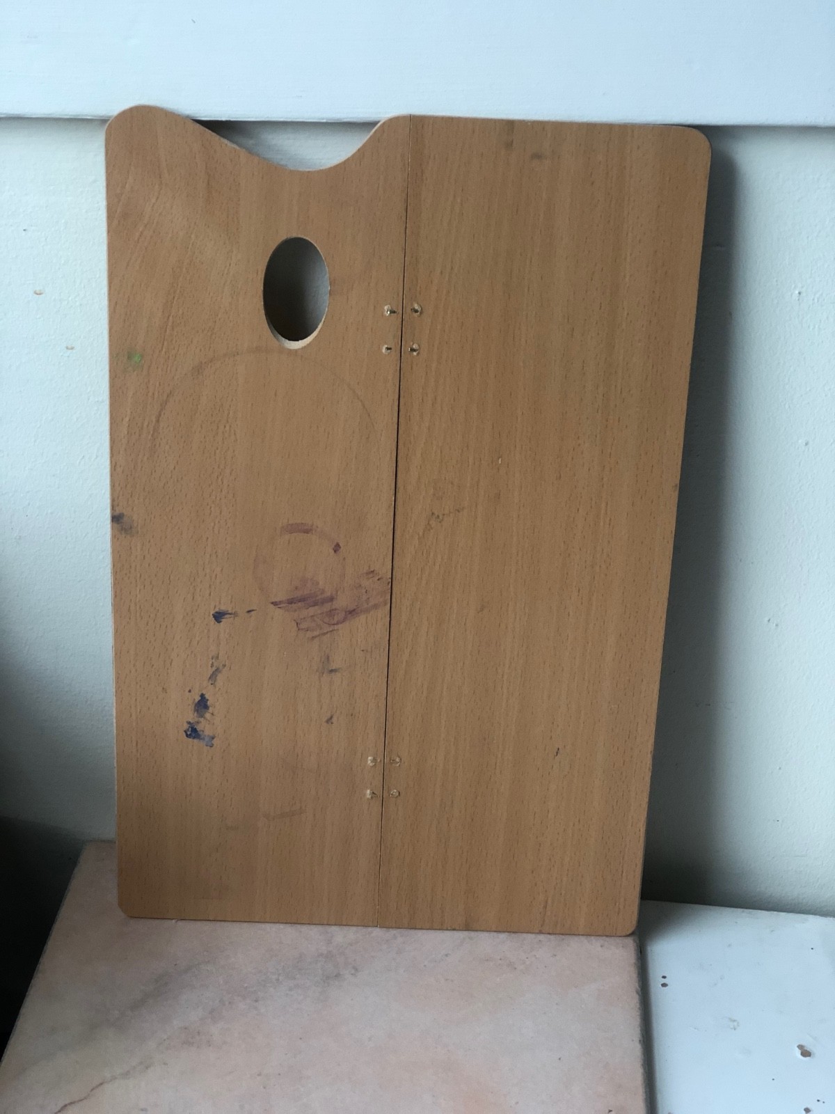 Foldable Wooden Oil Painting Artist Palette, Hinged, Travel Art Palette