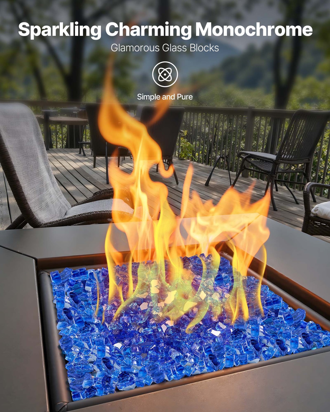VEVOR 20 LBS Fire Glass 1/2-Inch Fireplace Glass Rocks for Fire Pit Table