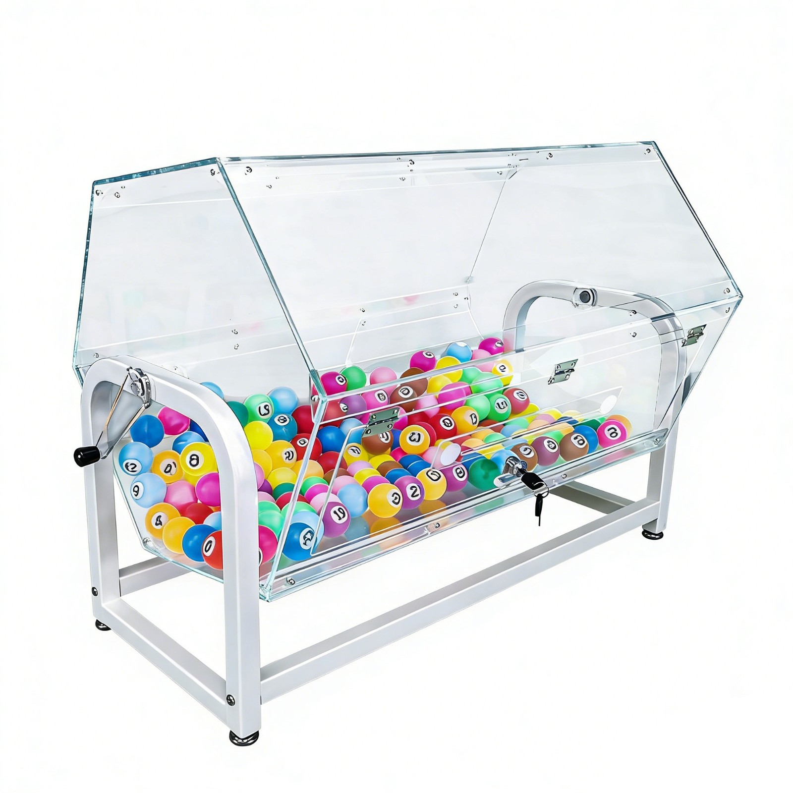 30x18x20" large Clear Acrylic Raffle Drum Metal Stand, Lucky Draw Ticket Box