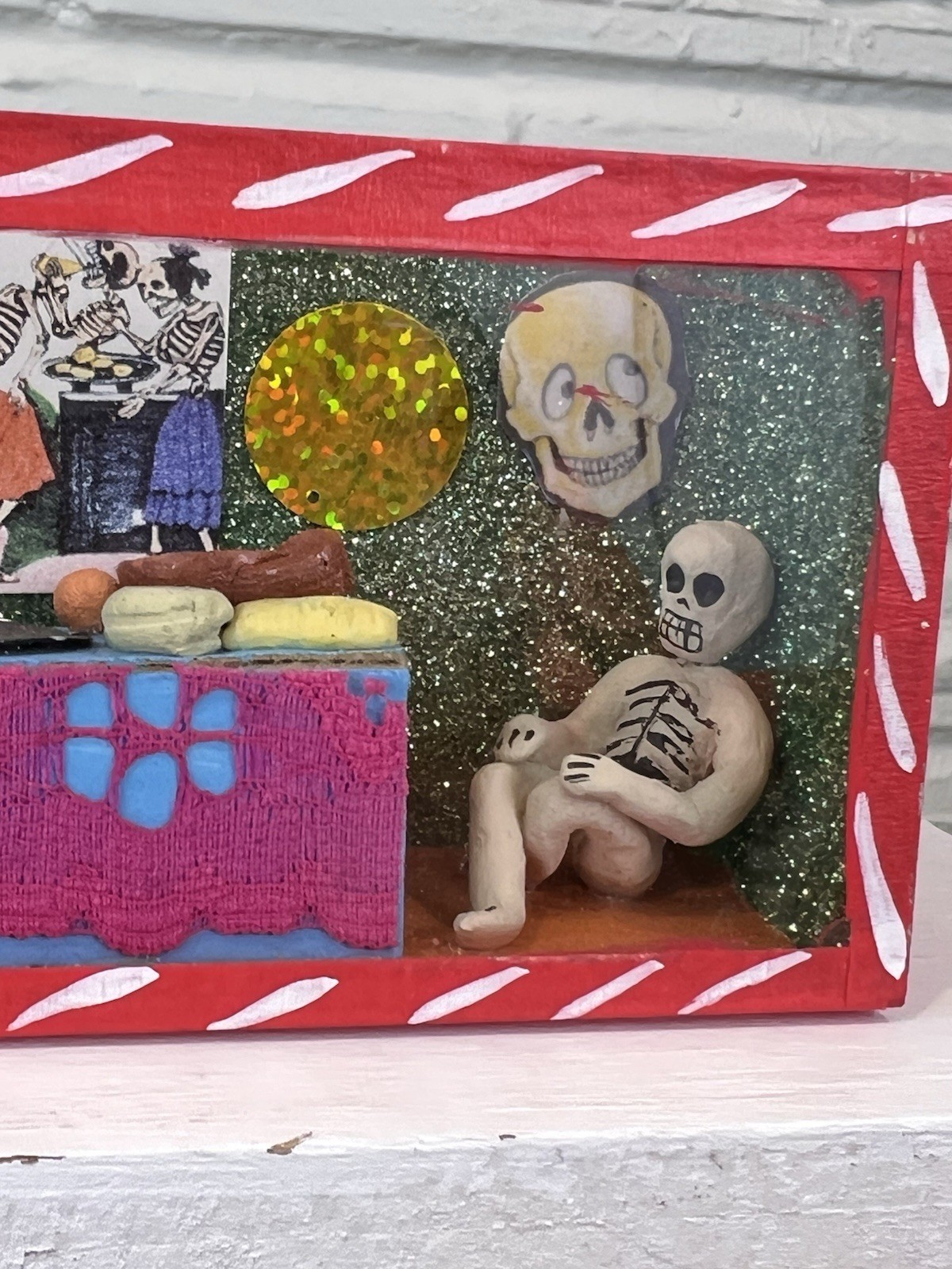 Mexican Day of the Dead Shadow Box Diorama Folk Art 2.5” by 6”