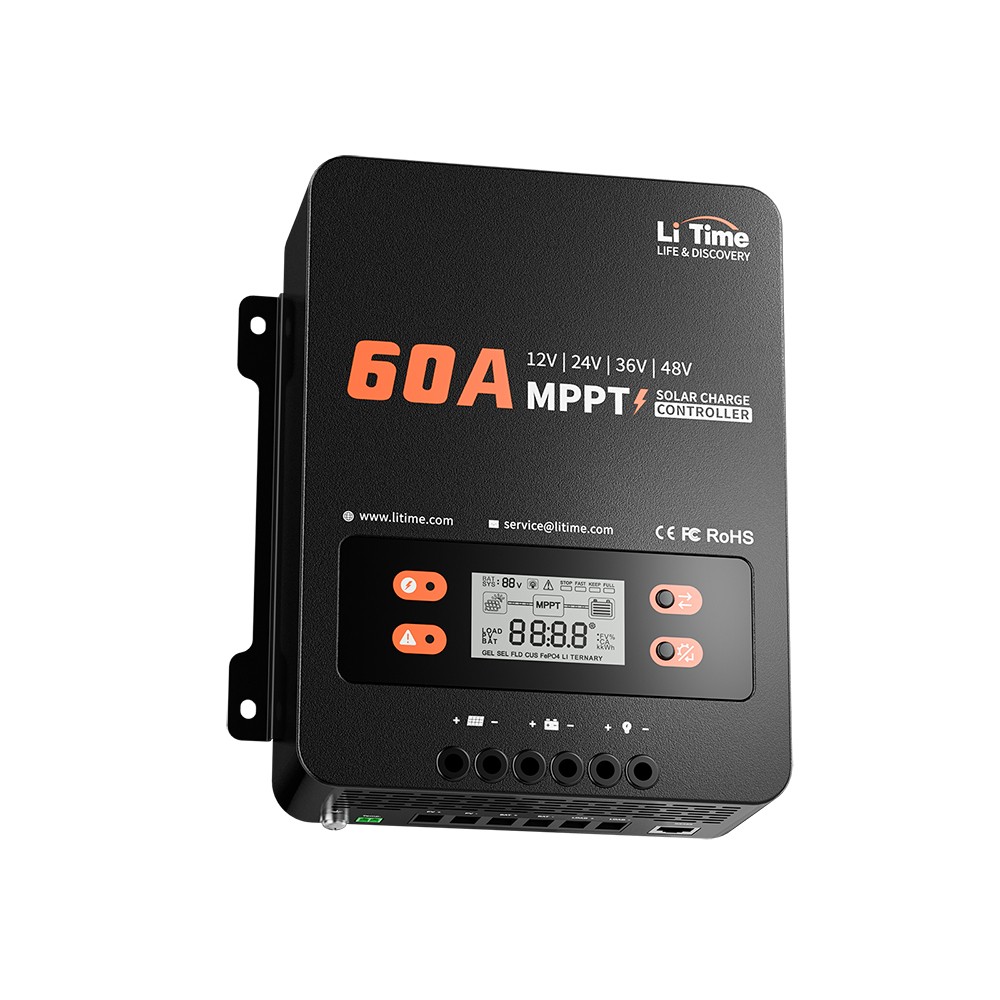 LiTime 60Amp 12V/24V/36V/48V DC Input MPPT Solar Charge Controller(No Bluetooth)