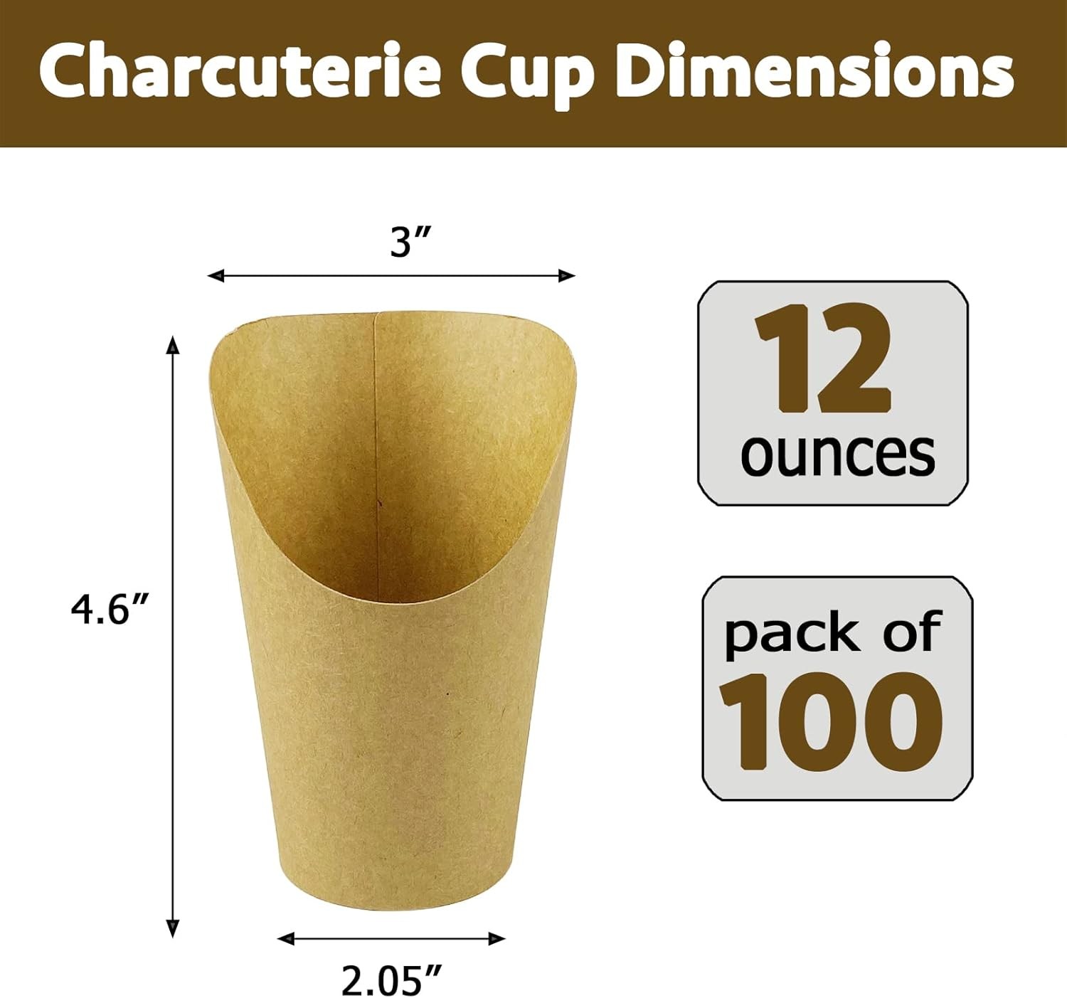 100 Charcuterie Cups 12oz Paper French Fry Holders for All