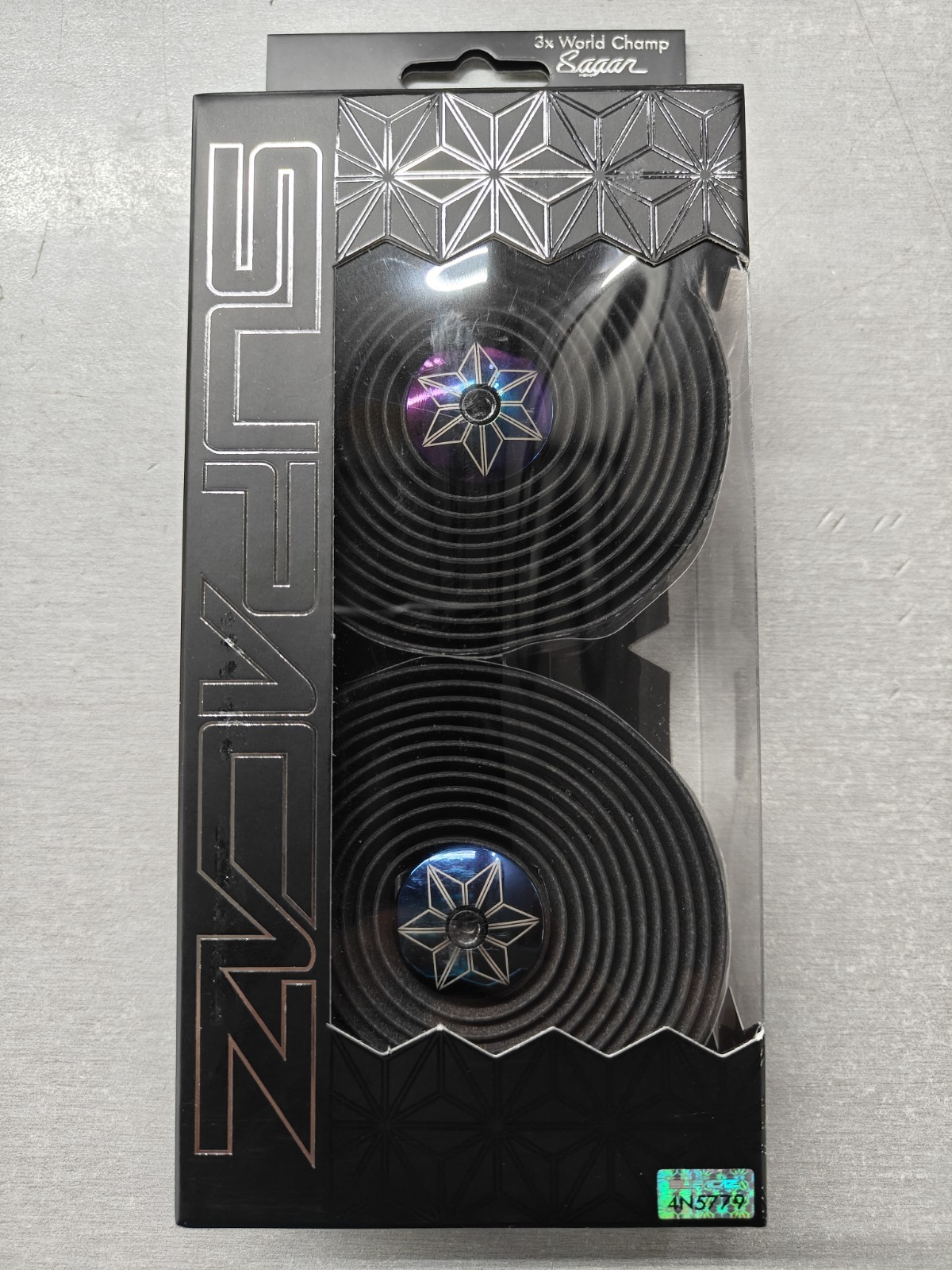 Supacaz Super Sticky Kush Bar Tape - Star Fade -Oil Slick w Oil Slick Ano Plugs