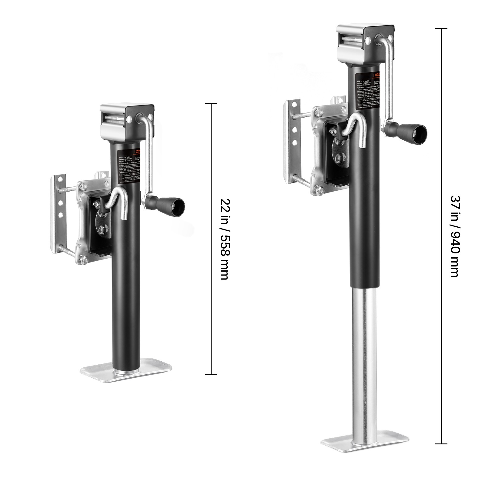 Trailer Jack Bolt-on Trailer Tongue Jack 2500 lbs Dynamic Load 15" Travel