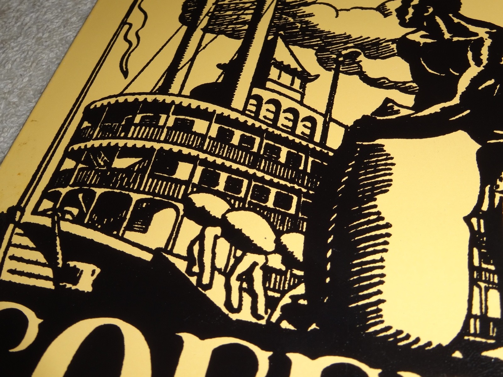 VINTAGE OLD PLANTATION COFFEE W/ PADDLE BOAT 10.5" PORCELAIN METAL GASOLINE SIGN