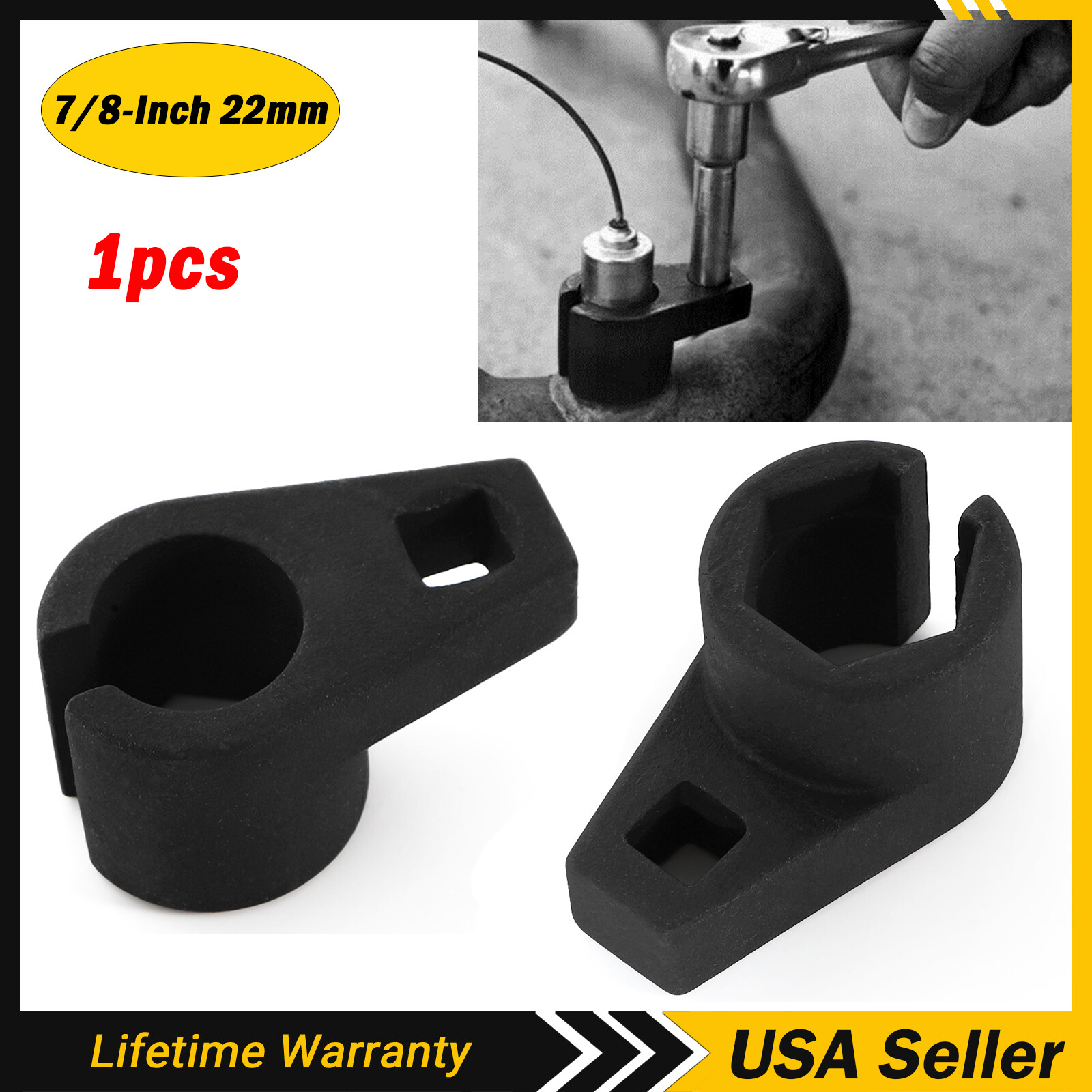 7/8-Inch and 22mm Offset Oxygen O2 Sensor Socket Wrench Removal Tool Drive 3/8"