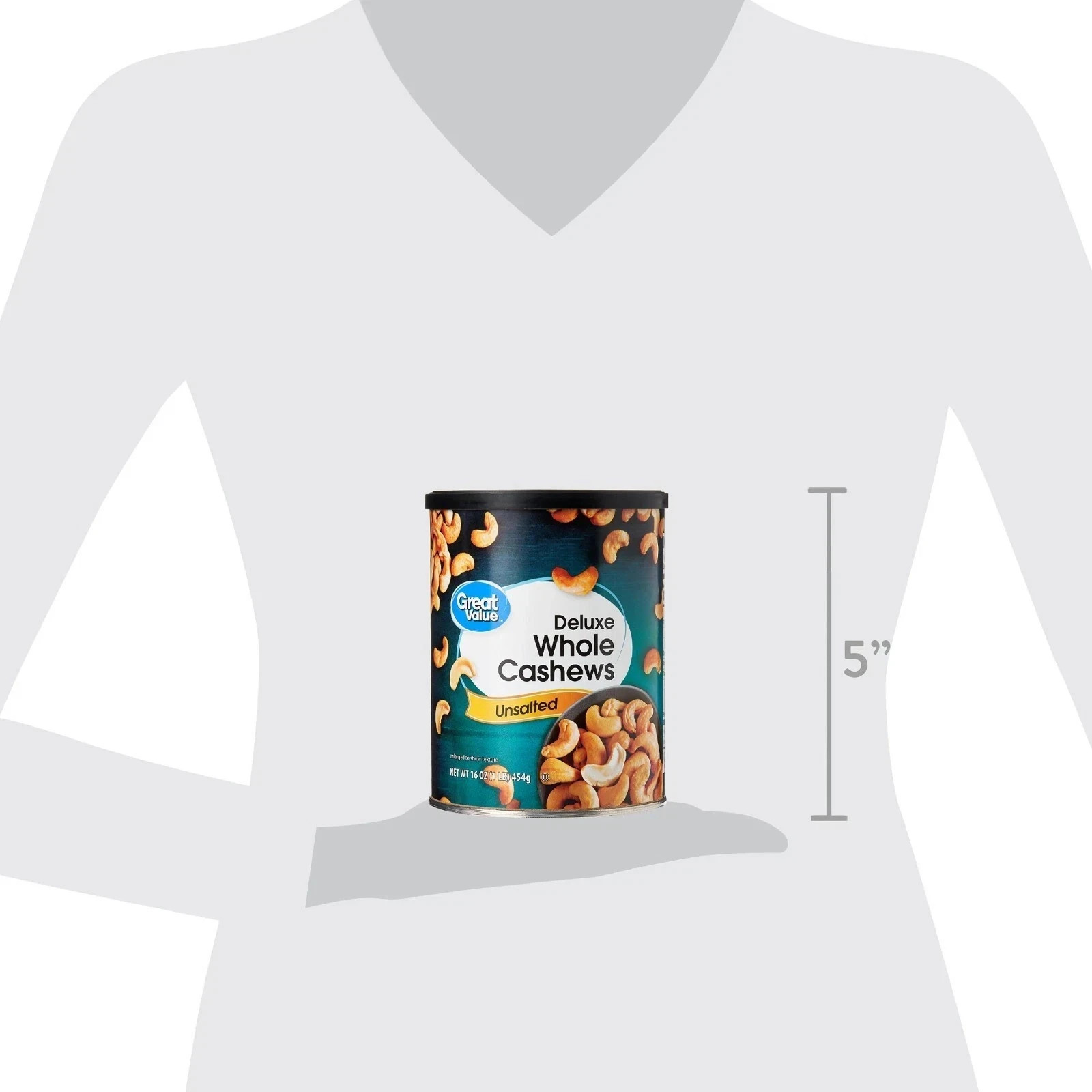 Great Value Deluxe Whole Cashews, Unsalted, 16 oz NEW