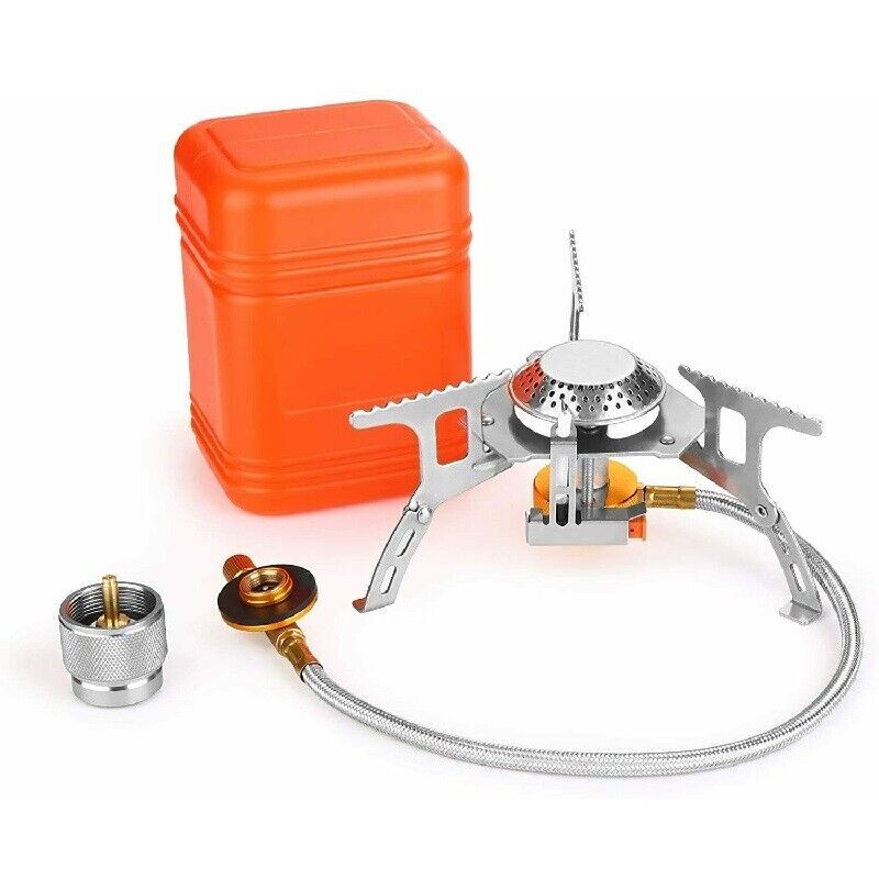 Butane Propane Burner Portable Gas Camping Stove w/Adapter Outdoor Hiking Picnic