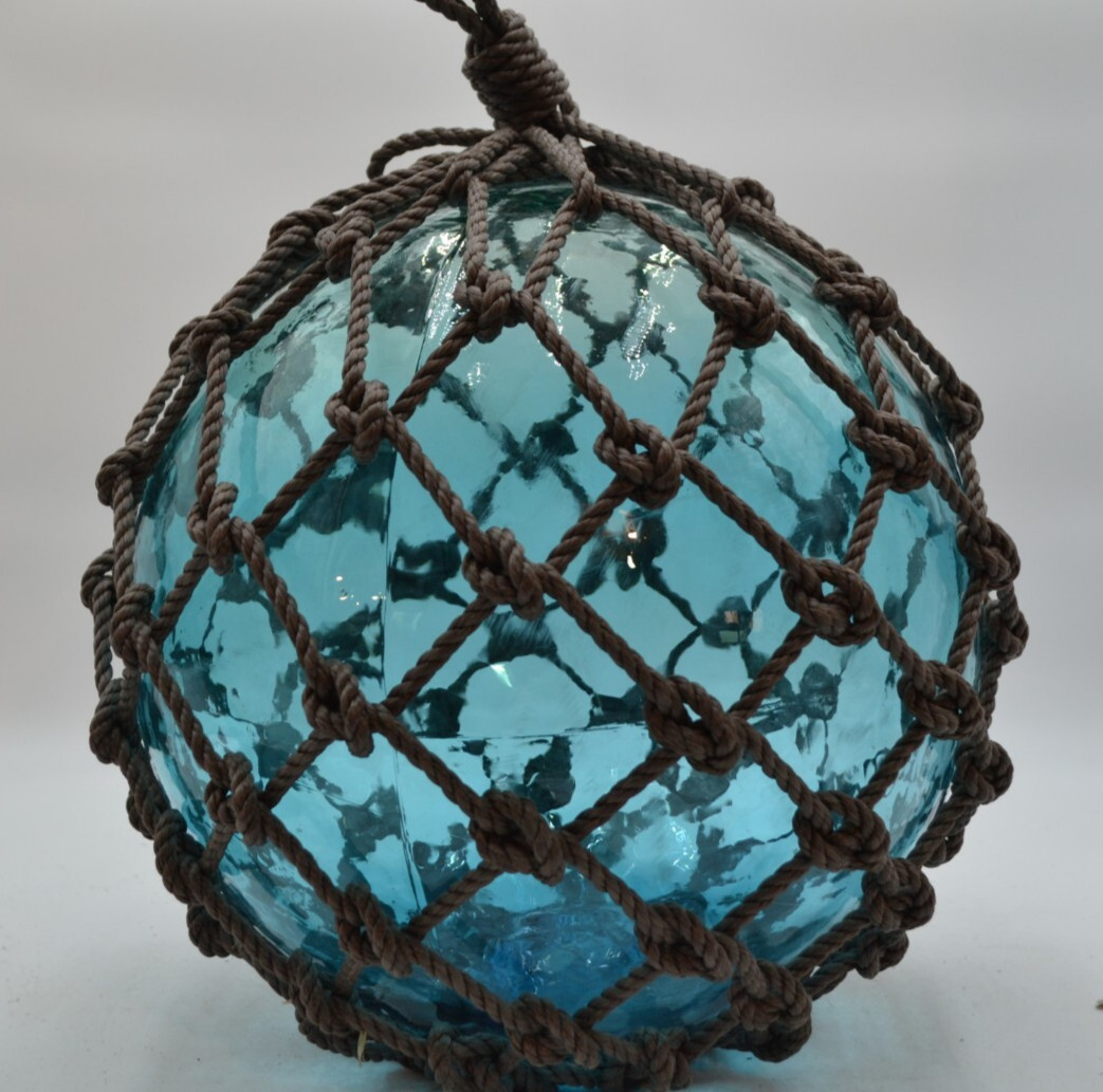 VINTAGE GLASS FISHING FLOAT IN AQUA