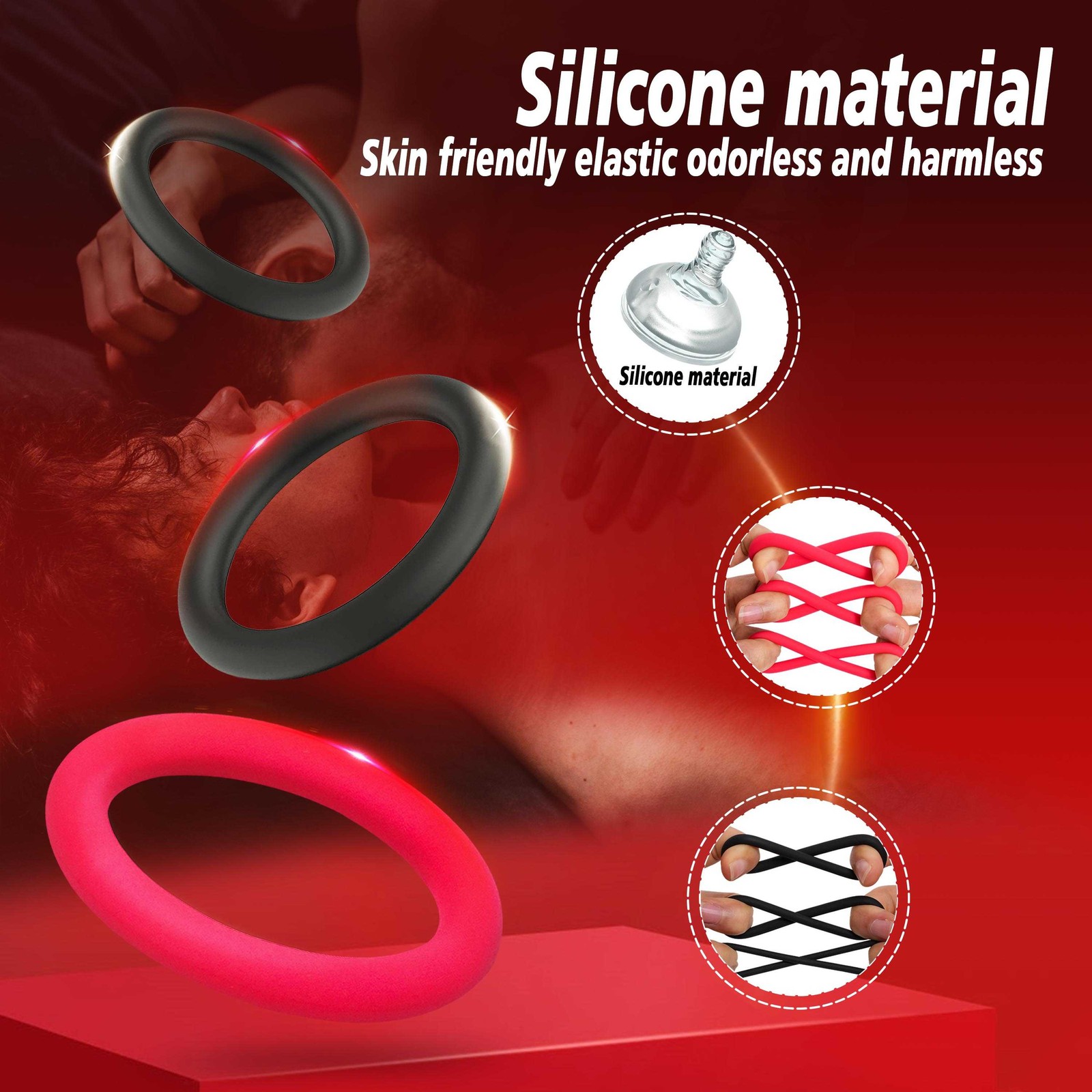 7PCS Silicone Cock Ring Super Stretchy Strong Stay Hard Penis Rings Men Sex Toys