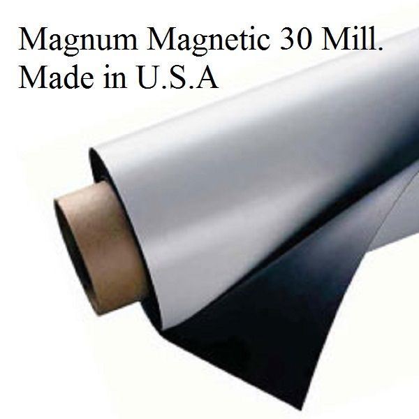 1 ROLLS 12" width x 5 FEET 30 Mil. Magnetic Sign Sheet Cars Magnum usa white