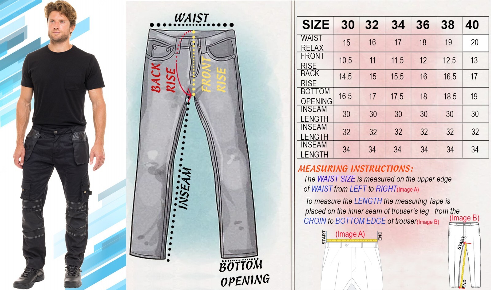 Mens Utility Work Cordura Pants Heavy Duty Workwear Construction Safety Trousers