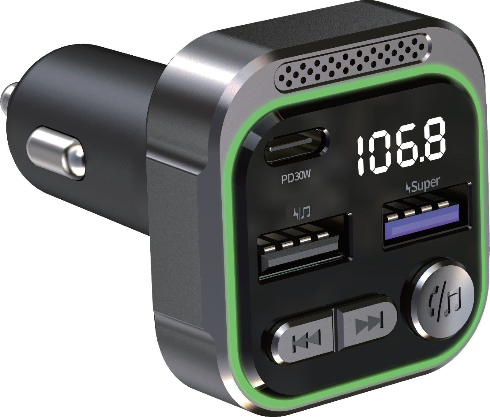 Car Bluetooth Transmitter & 30W Car charger dual port C & USB