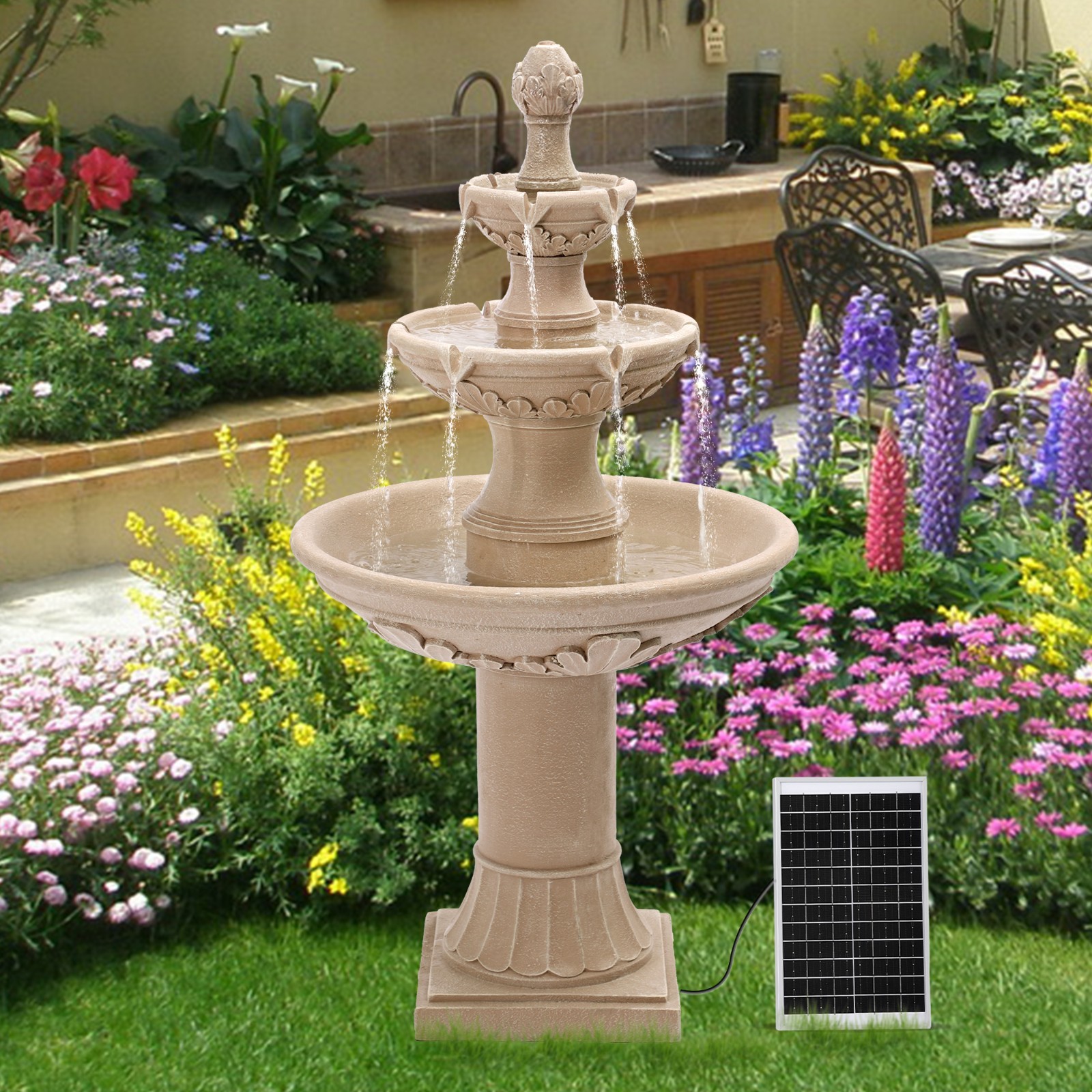 Italian Feature 48" High Solar Freestanding Water Fountain
