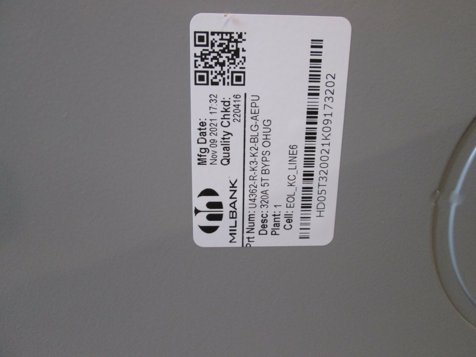 MILBANK meter socket 320 amp - Single Phase - 5T BYPS (U4362-R-K3-K2-BLG-AEPU)