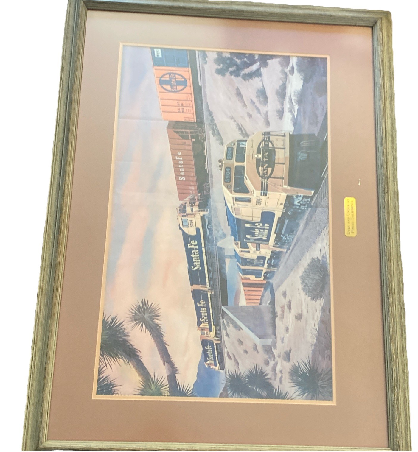 VINTAGE SANTA FE TRAINS ADVERTISEMENT LARGE FRAMED PRINT FOGG 41”x31”