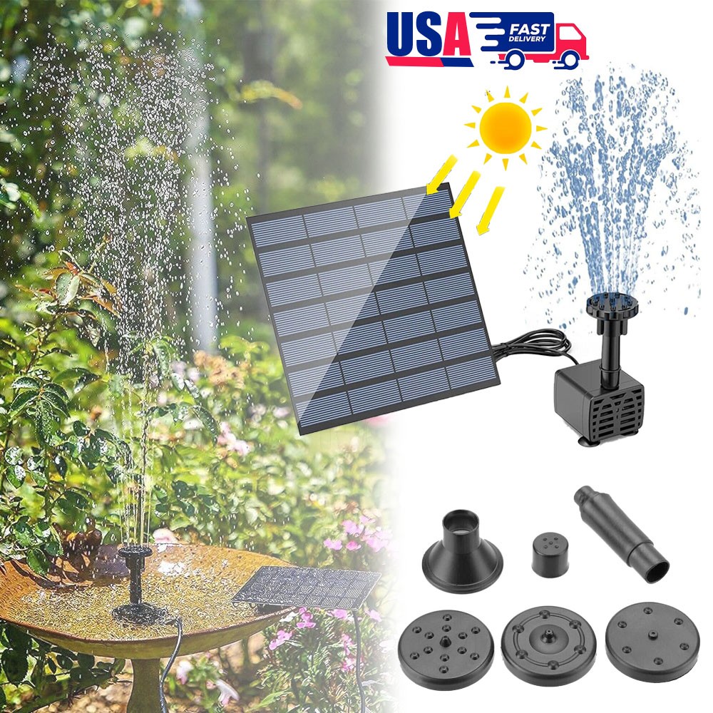 Solar Fountain for Bird Bath 6 Nozzles Floating Water Pump Attract Hummingbirds