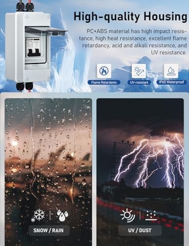 AC DC Circuit Breaker with IP65 Din Box for Solar Systems, 60 60 Amp UV-Proof