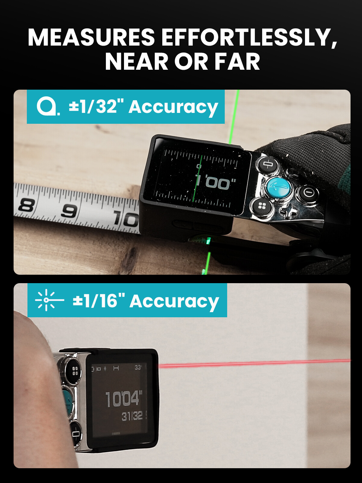 Mileseey 330 FT Digital Tape Measure with Green Laser Replaceable Blades Tape