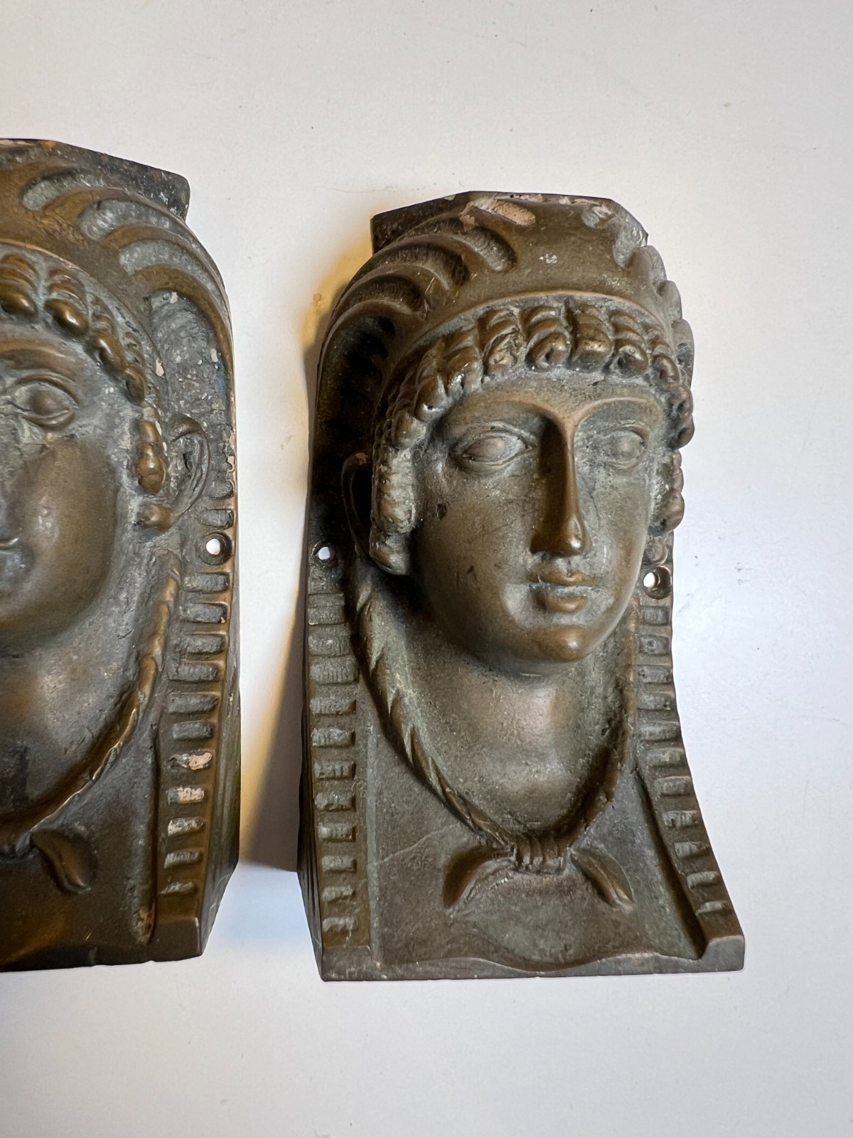 2: Antique Cast Brass Egyptian Revival Furniture Mounts Architectural Appliques