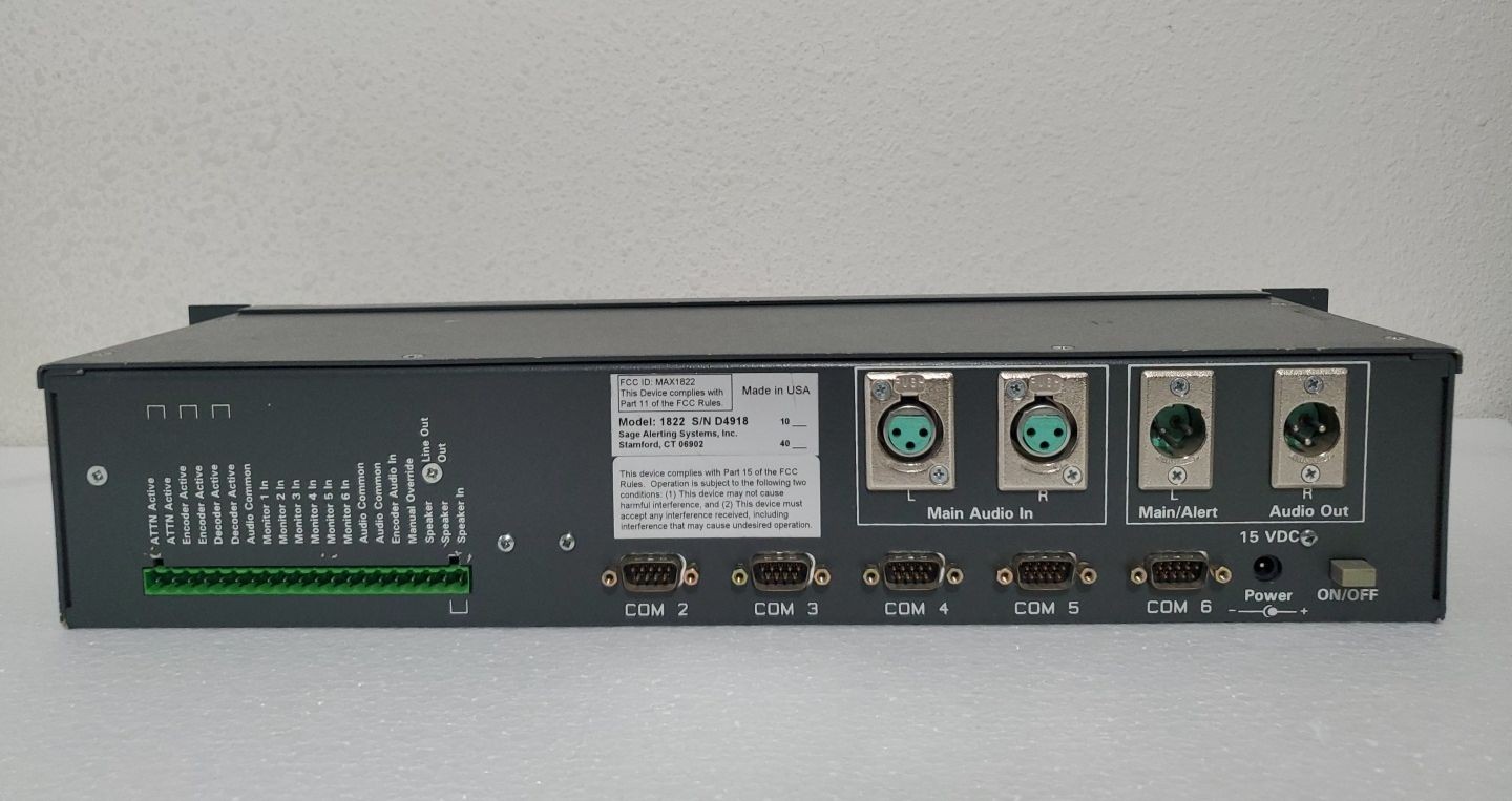 SAGE ALERTING SYSTEMS EAS ENDEC 1822 Alert System Encoder/Decoder AS IS *READ*