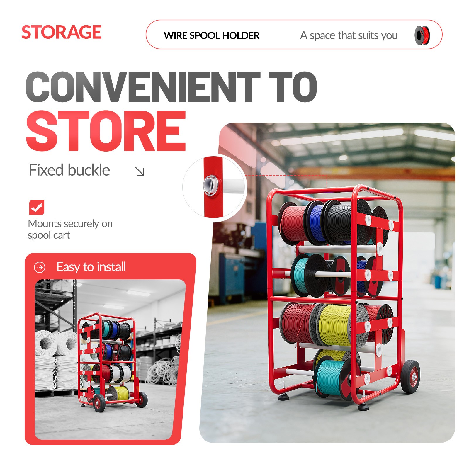 Transportable Multi-Wire Spool Rack Cable Caddy Wire Spool Cart For Electrical