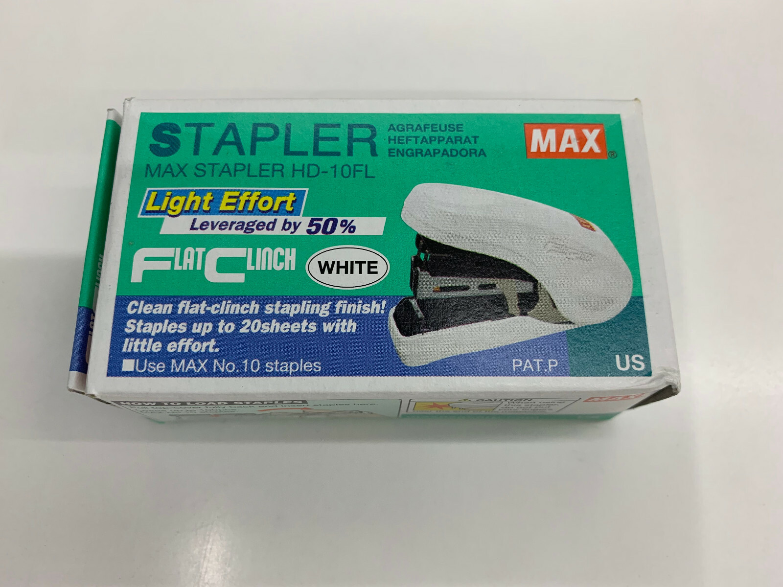 Max Stapler - Flat Clinch - Ergonomic - Mini Style, White