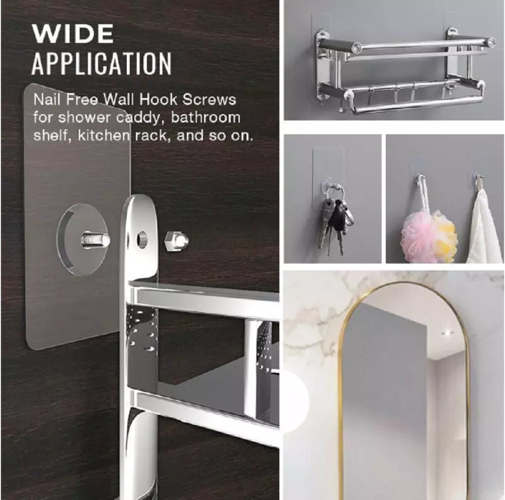 30-Pack Seamless Self-Adhesive Hanging Hooks-Punch-Free Nail and Screw Stickers