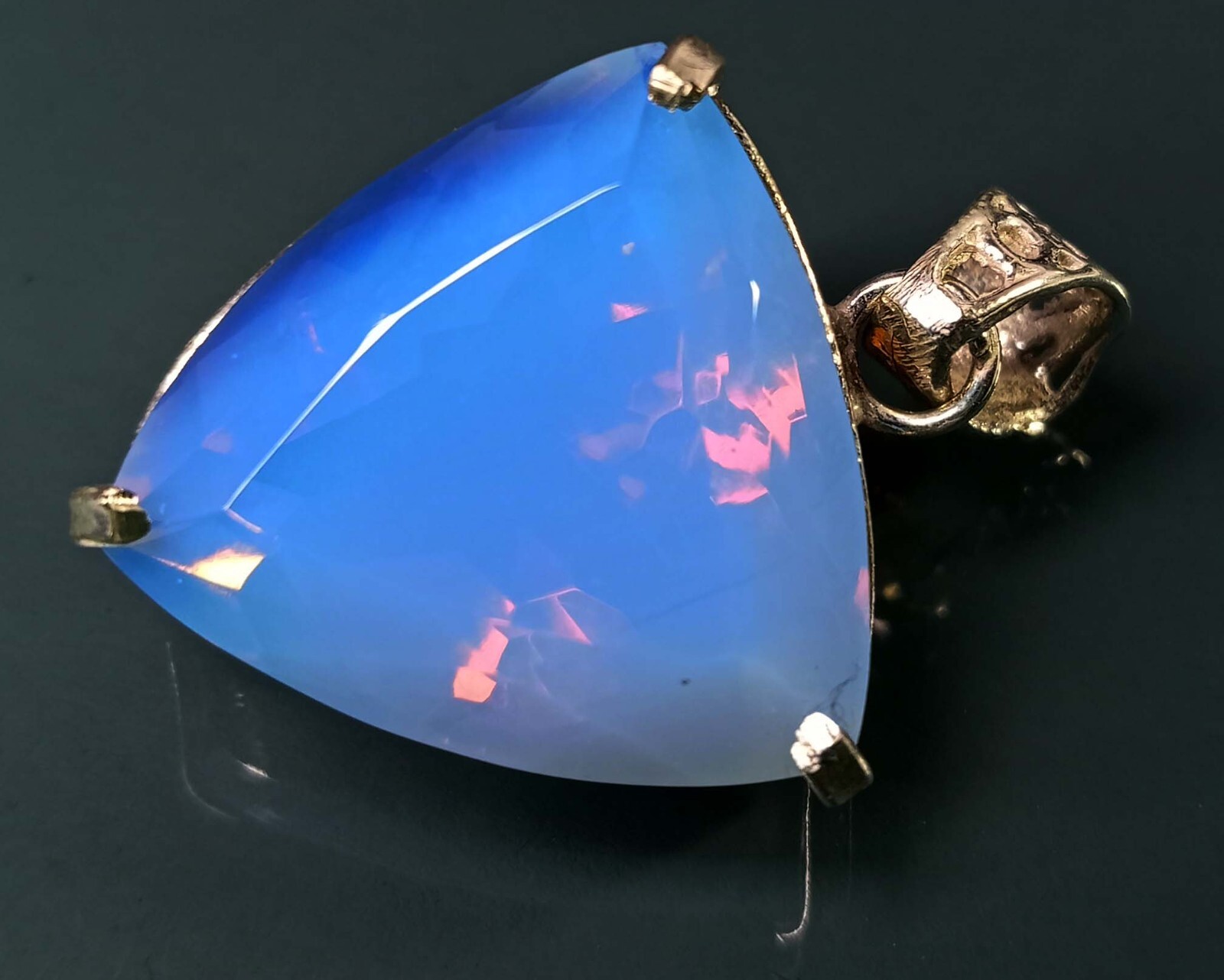 Trillion Cut Pendant 54.25 Ct Opal Blue Natural Loose Gemstone Locket Certified