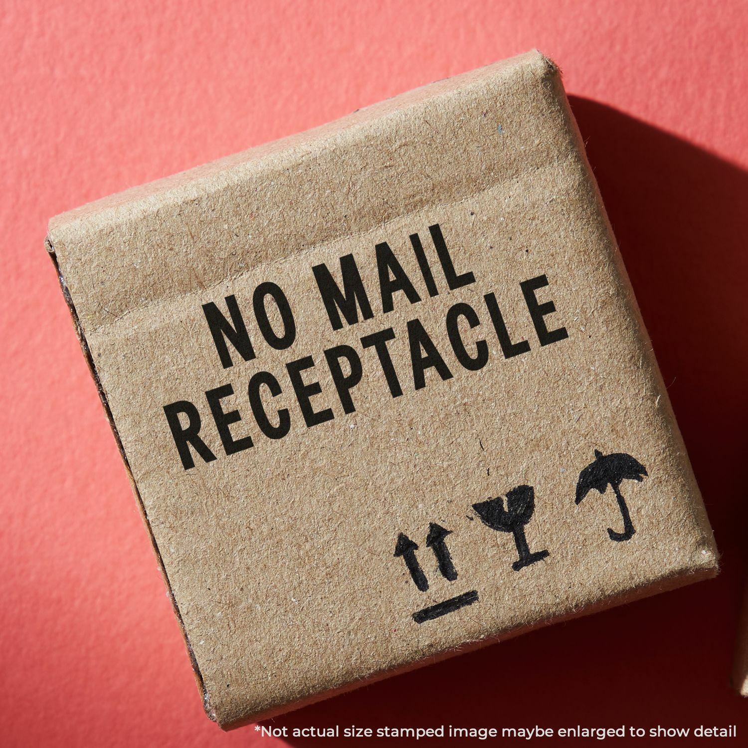 No Mail Receptacle Rubber Stamp Size 1/2" Tall x 1-1/2" Wide