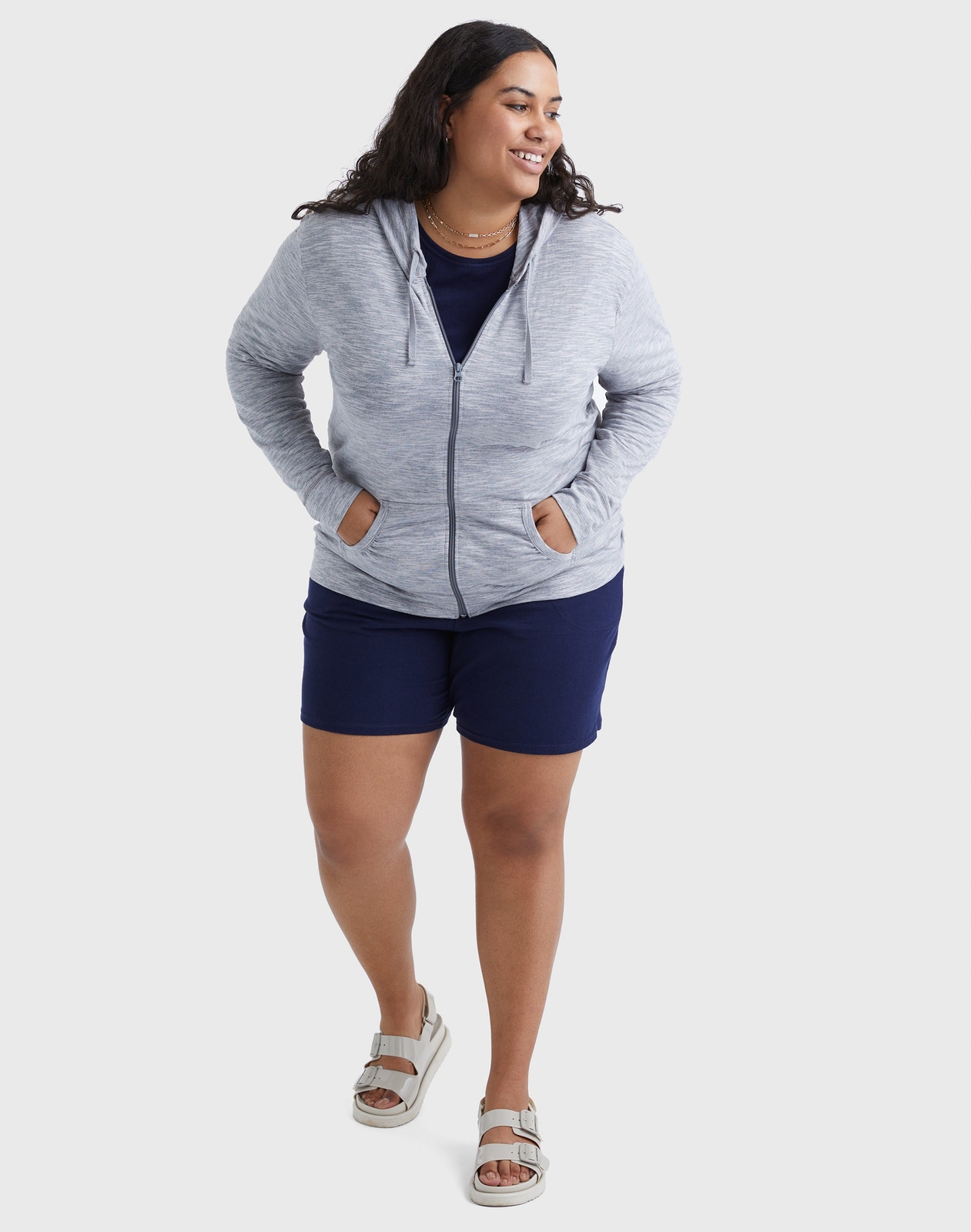 Just My Size Hoodie Women Full-Zip SlubCotton Lightweight Jersey Packets 1XL-5XL