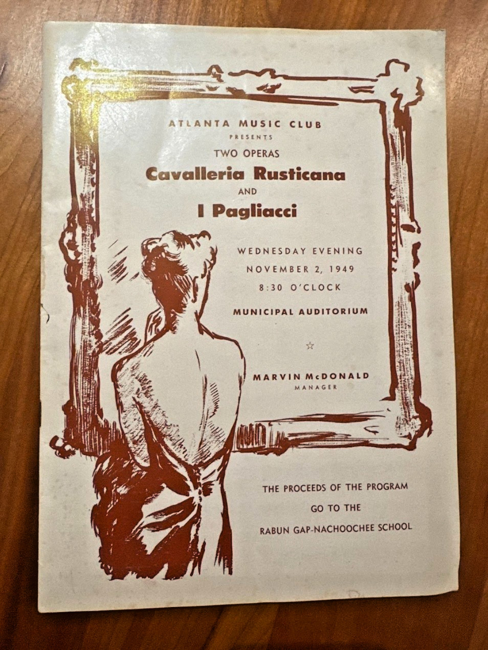 FREE SHIP! 1949 Atlanta Music Club Cavalleria Rusticana & I Pagliacci Program