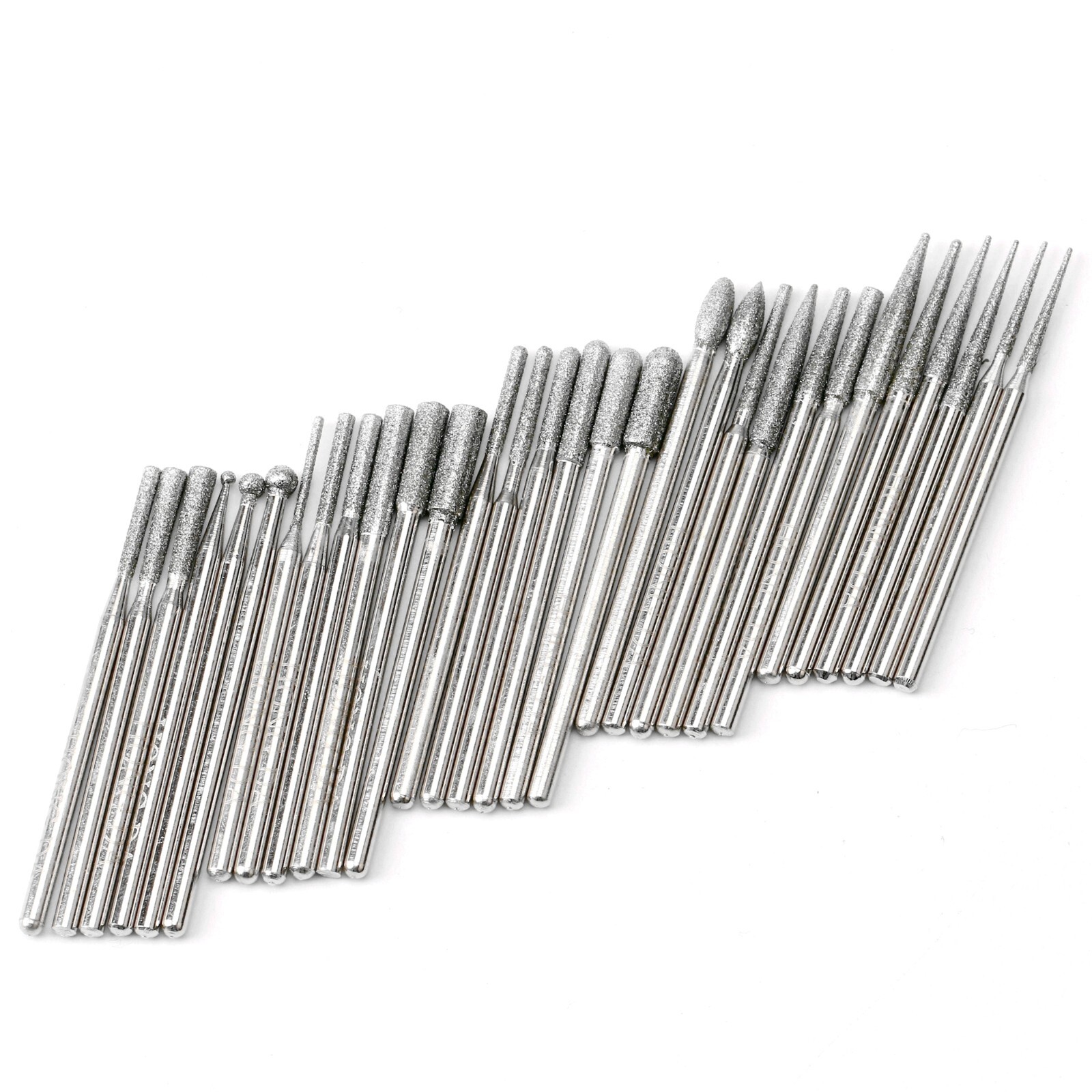 30Pcs Diamond Grinding Bits Set Stone Carving Tools for Dremel 1/8" 3/32" Shank